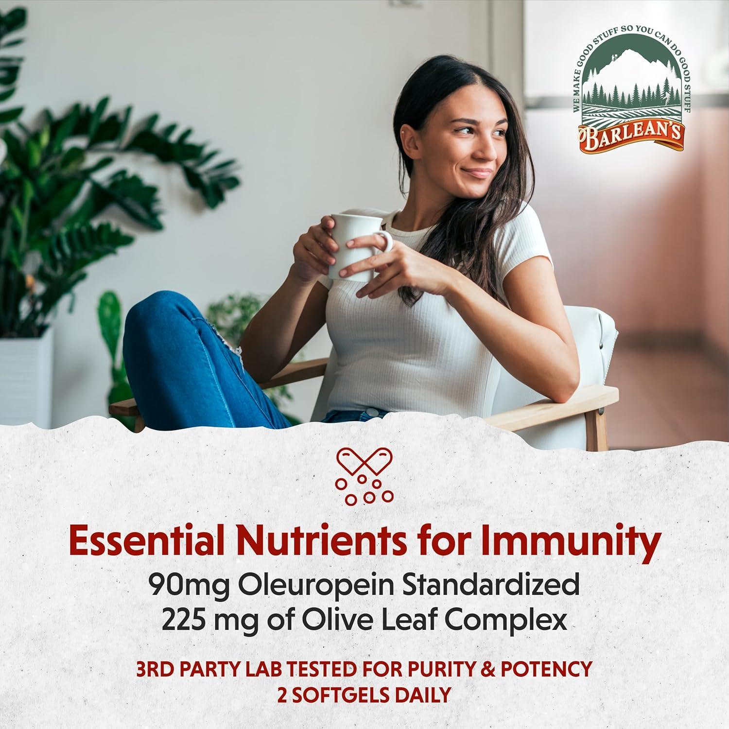 Suplemento Inmunológico Barlean's Hoja de Olivo 90 mg 60 Softgels