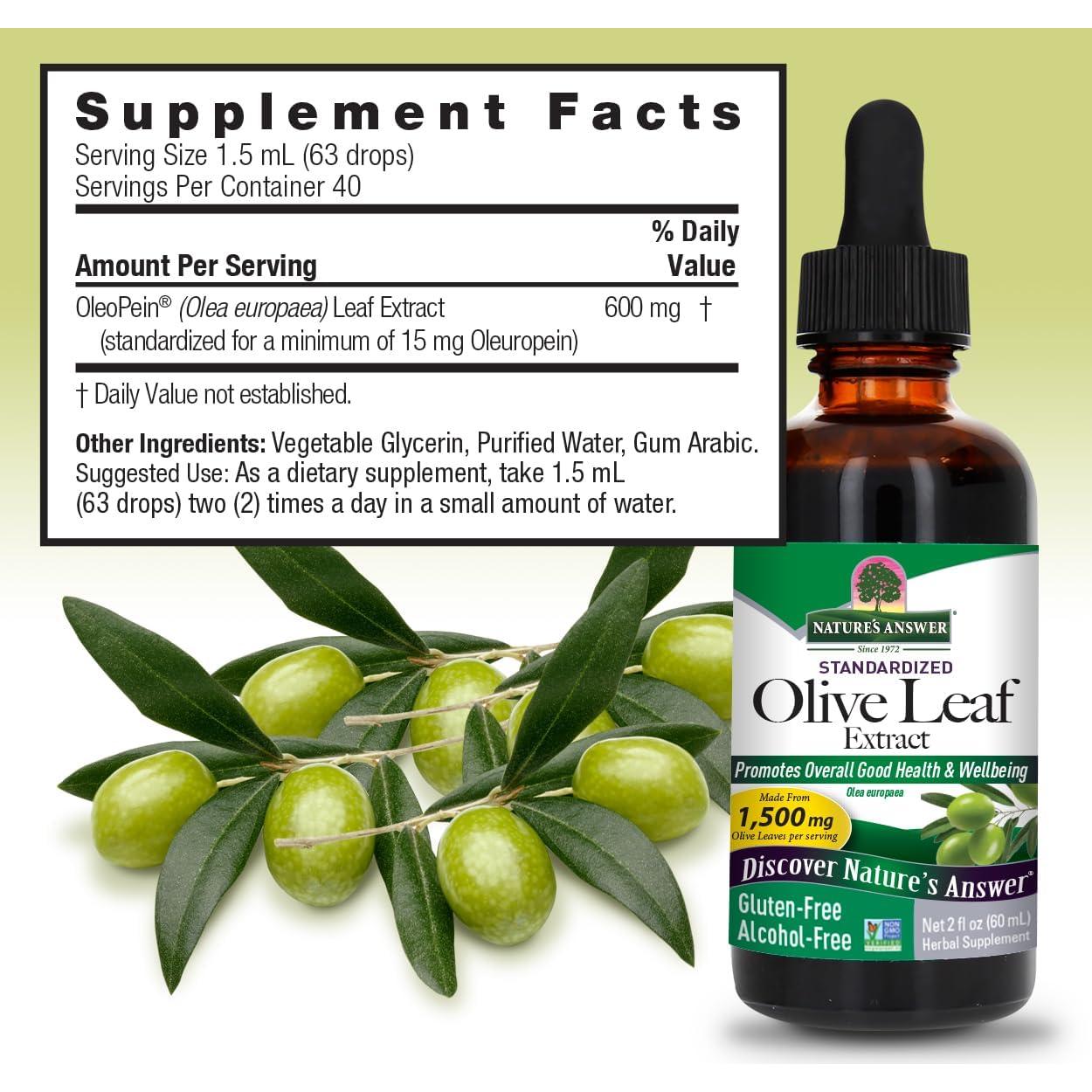 Extracto de Hoja de Olivo Nature's Answer 59 ml Sin Alcohol