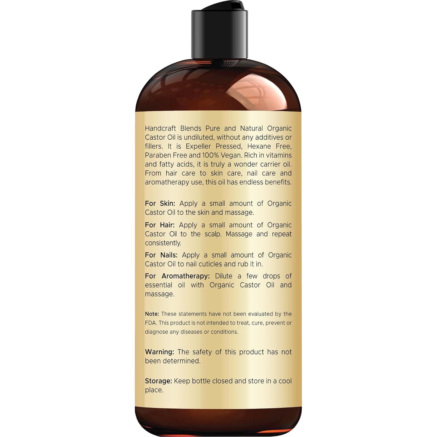 Aceite de Ricino Orgánico Handcraft Blends 473ml - 100% Puro