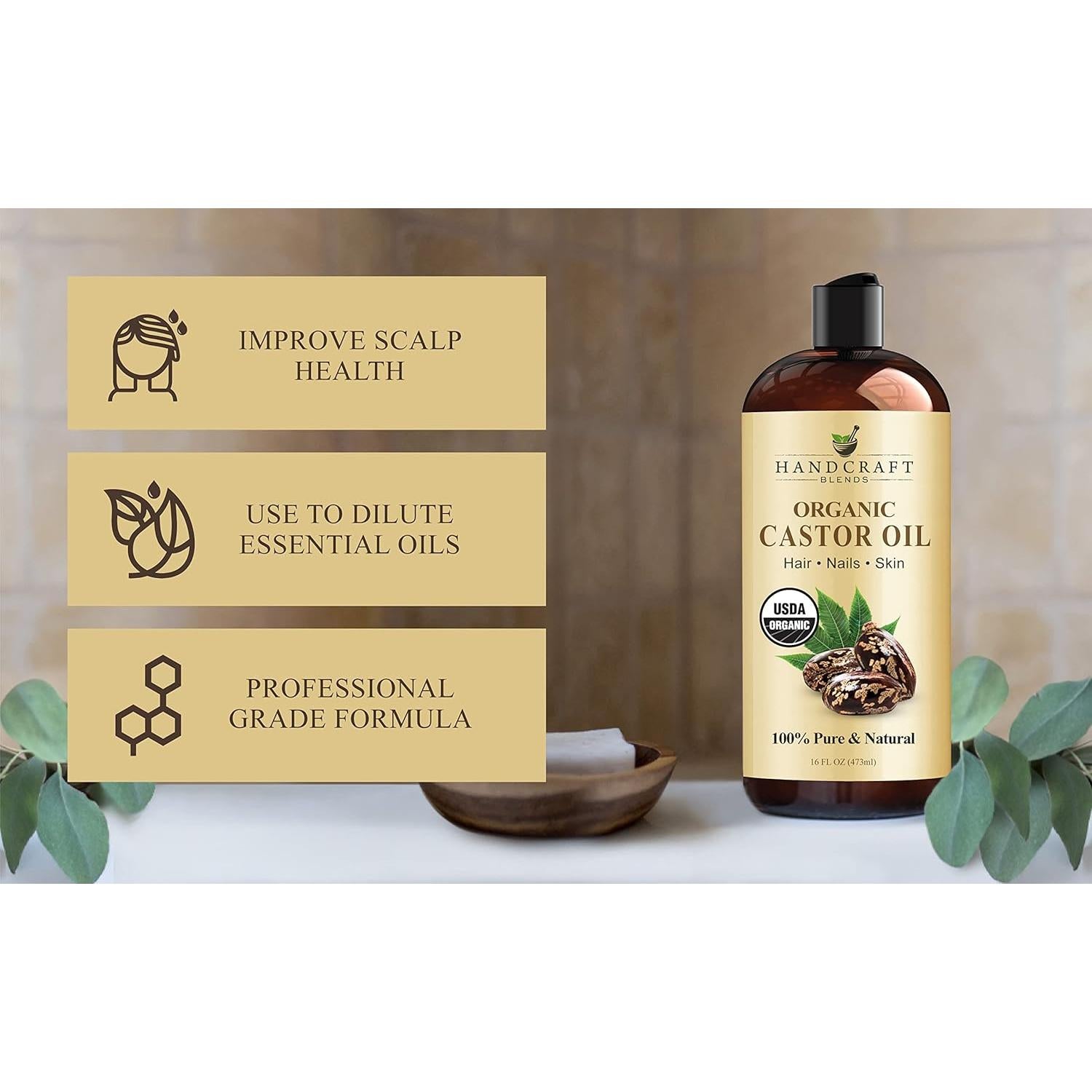 Aceite de Ricino Orgánico Handcraft Blends 473ml - 100% Puro