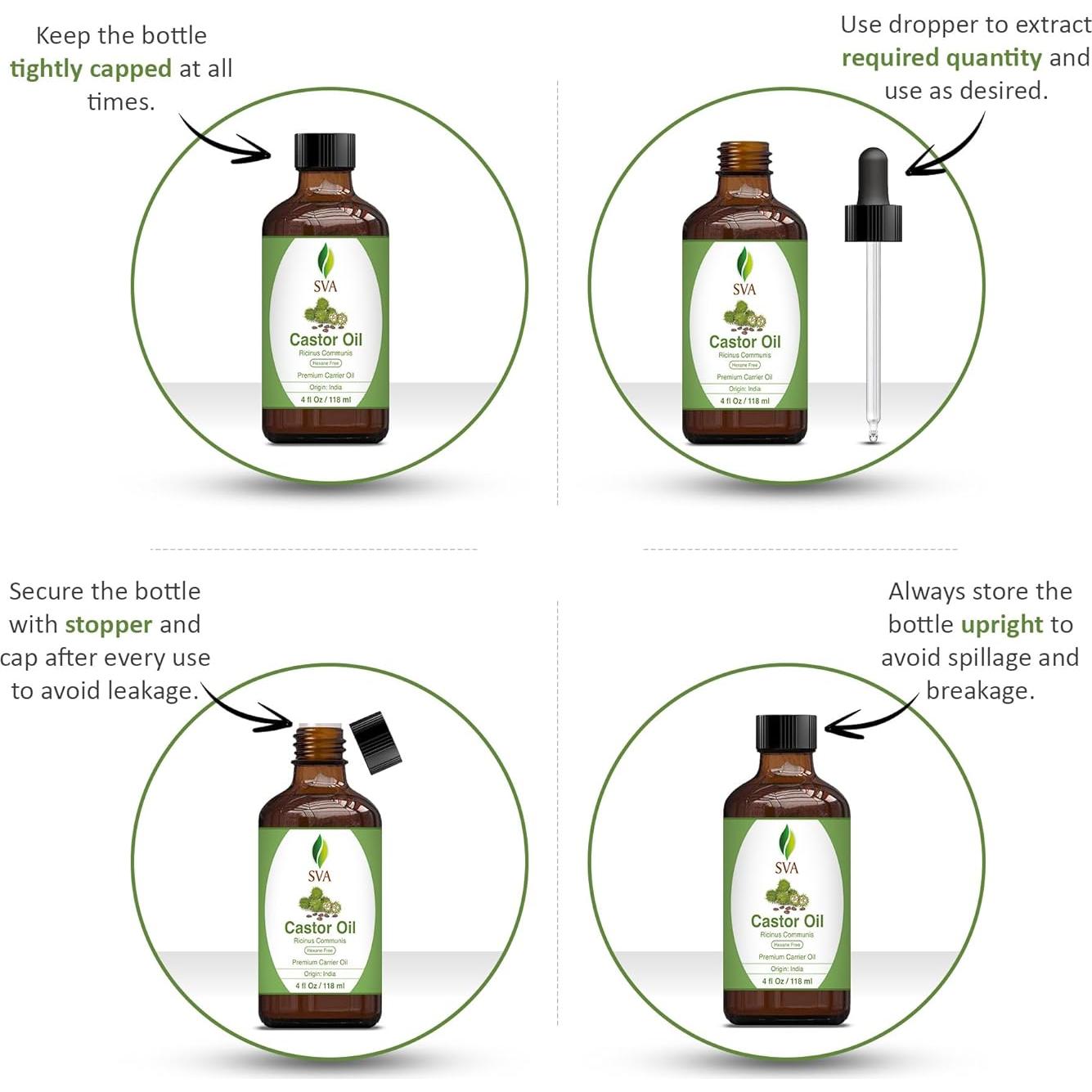 Aceite de Semilla de Ricino SVA 118 ml - 100% Natural Prensado en Frío