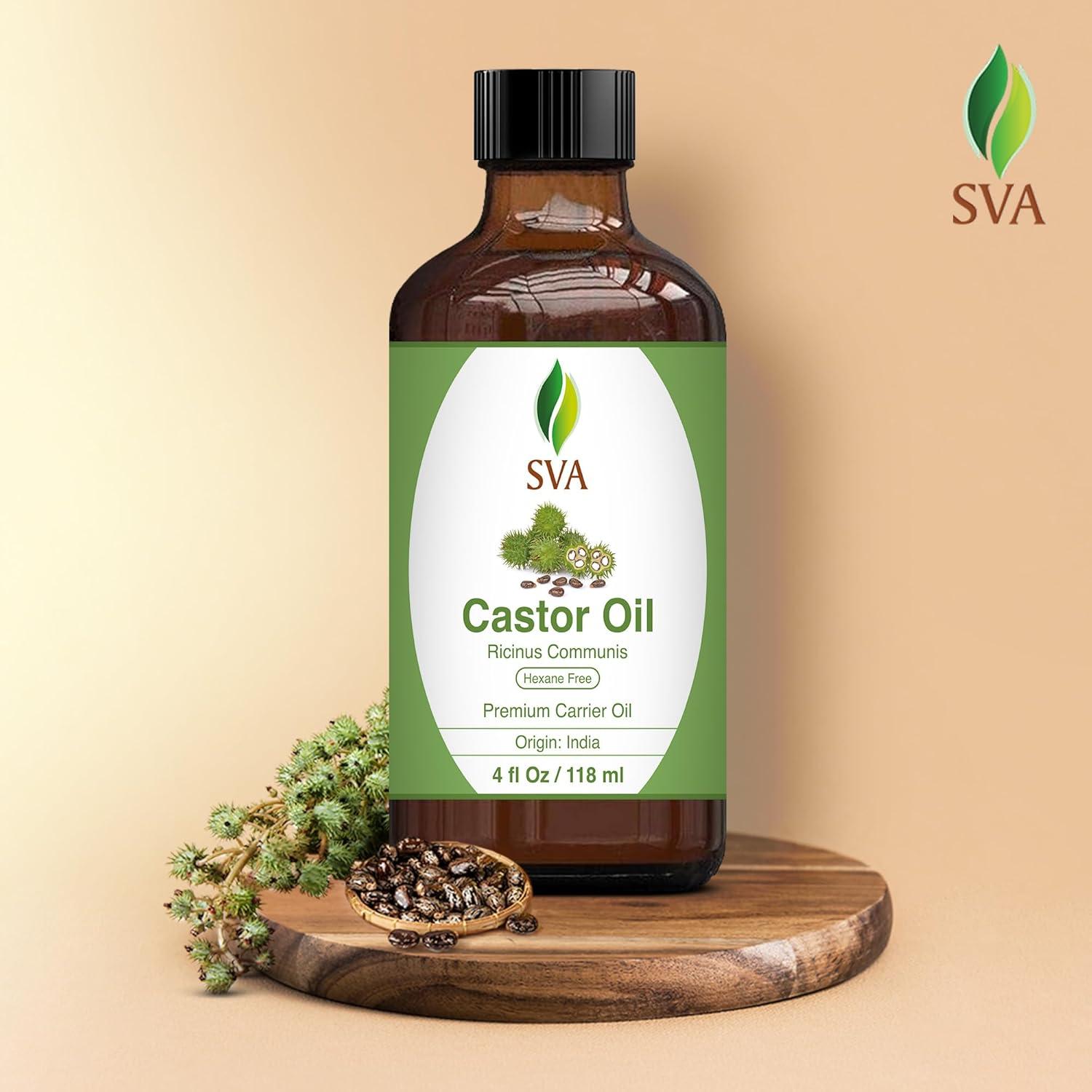Aceite de Semilla de Ricino SVA 118 ml - 100% Natural Prensado en Frío