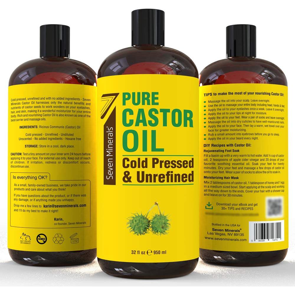 Aceite de Ricino Puro Seven Minerals 32 oz - Sin Refino
