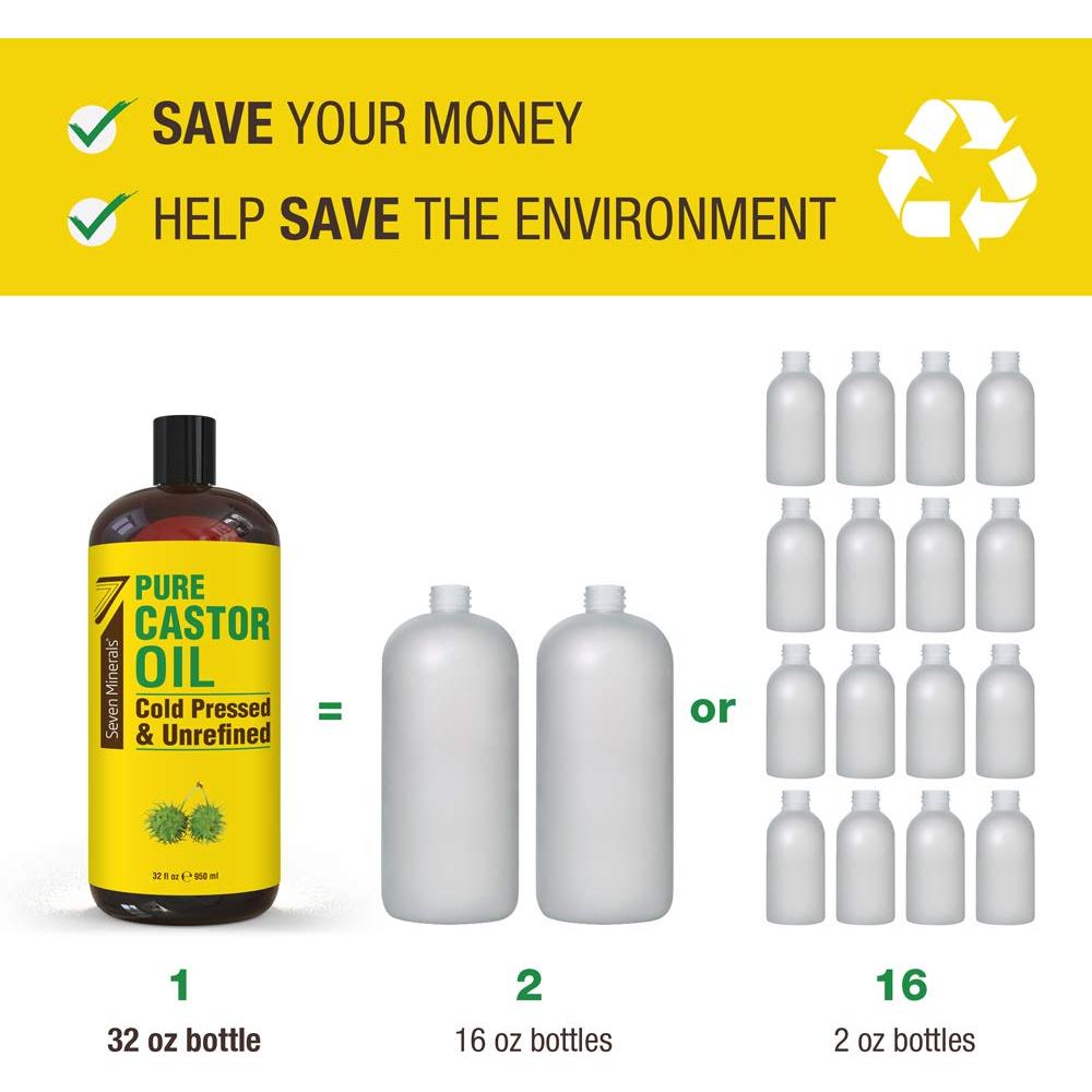 Aceite de Ricino Puro Seven Minerals 32 oz - Sin Refino