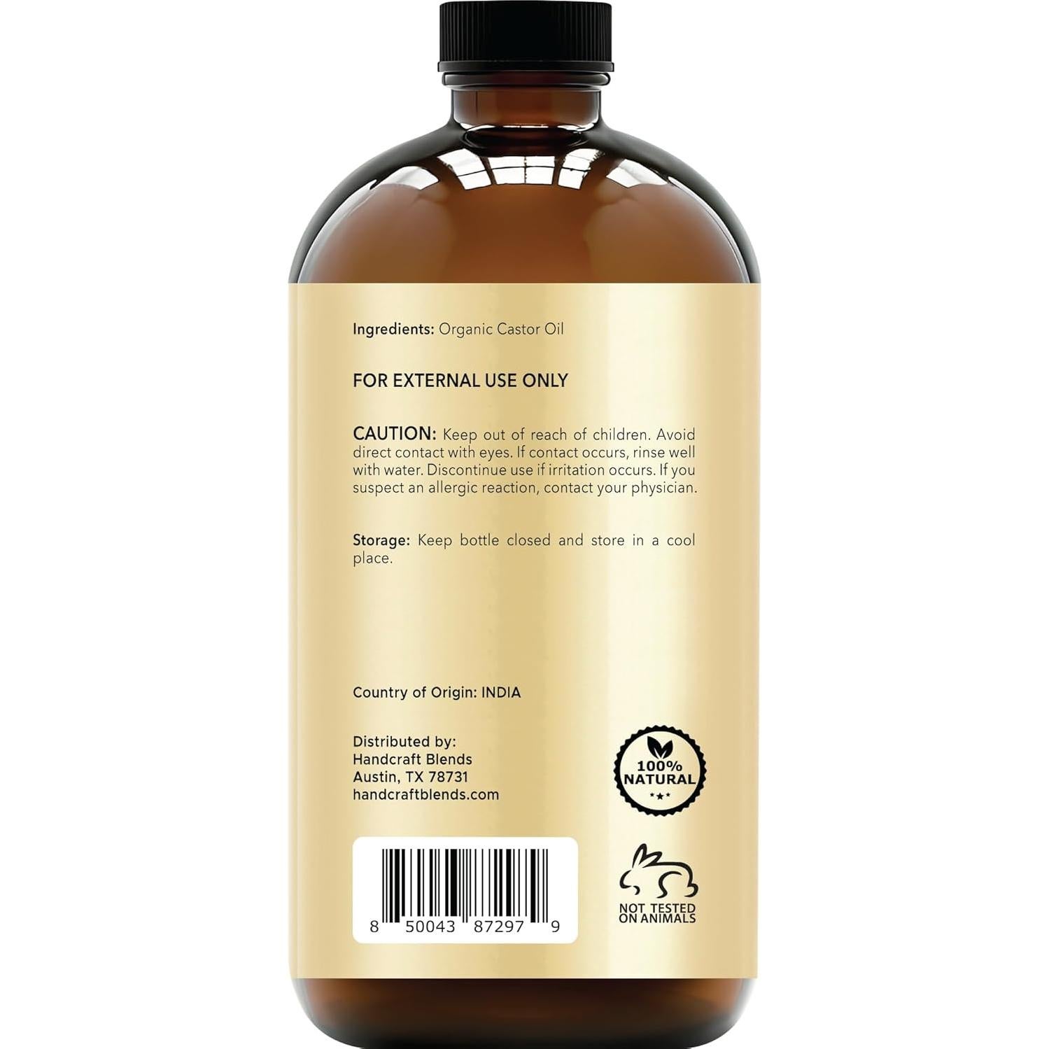 Aceite de Ricino Orgánico Handcraft Blends 473 ml - 100% Puro