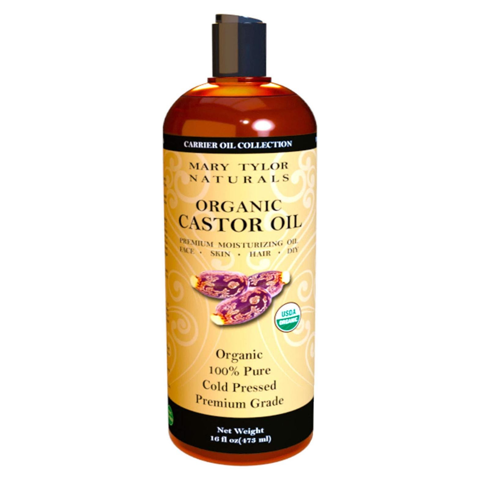 Aceite de Ricino Orgánico 473 ml - Mary Tylor Naturals - Prensado en Frío, 100% Puro y Natural