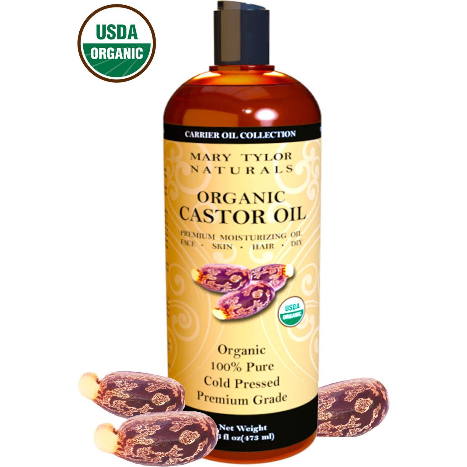 Aceite de Ricino Orgánico 473 ml - Mary Tylor Naturals - Prensado en Frío, 100% Puro y Natural