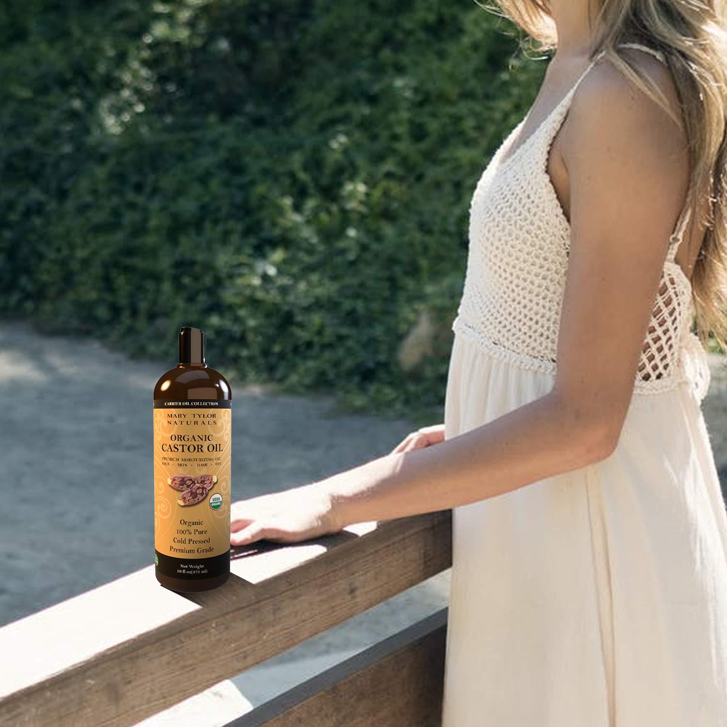 Aceite de Ricino Orgánico 473 ml - Mary Tylor Naturals - Prensado en Frío, 100% Puro y Natural