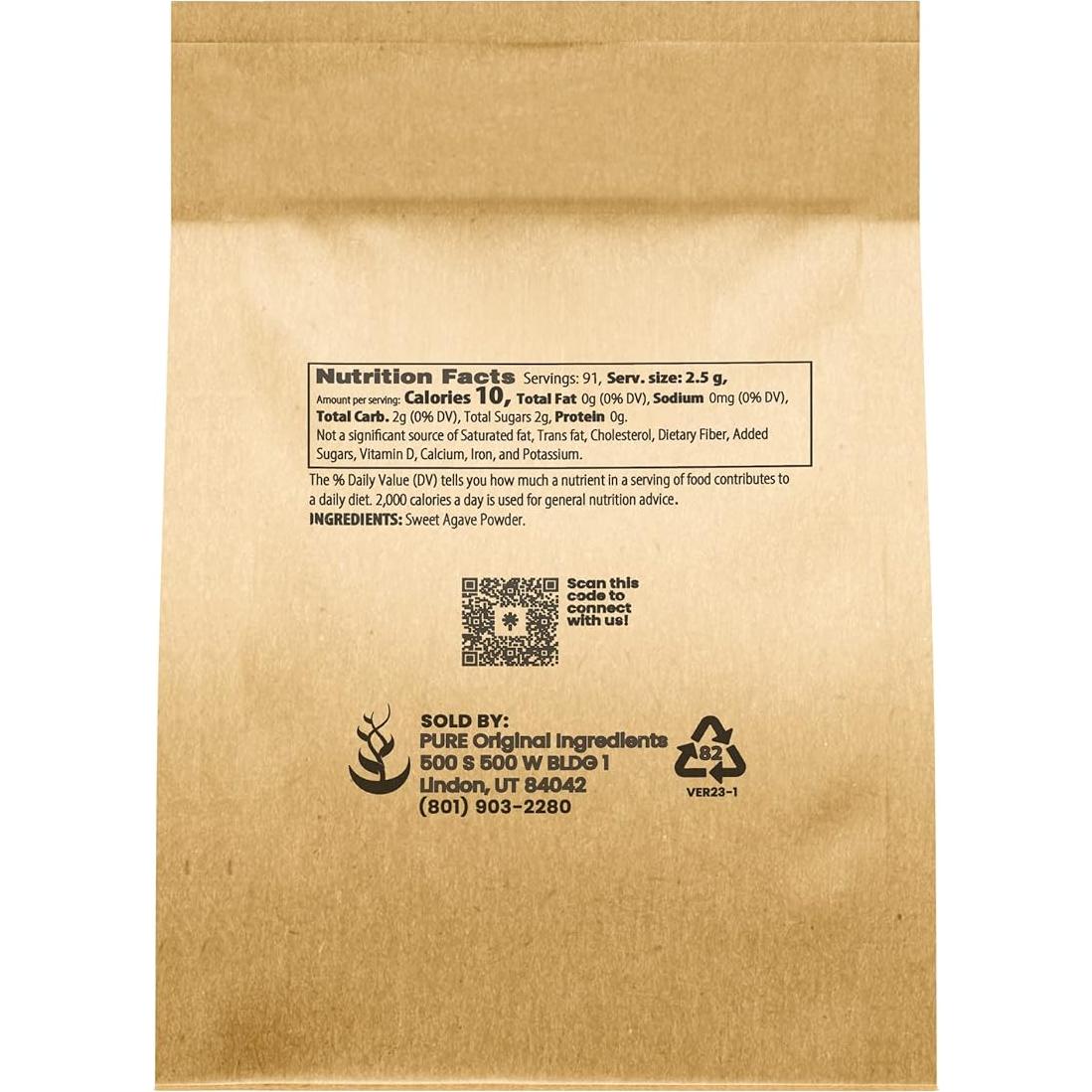 Polvo de Agave 227g Ingredientes Orgánicos Puros Endulzante Vegano