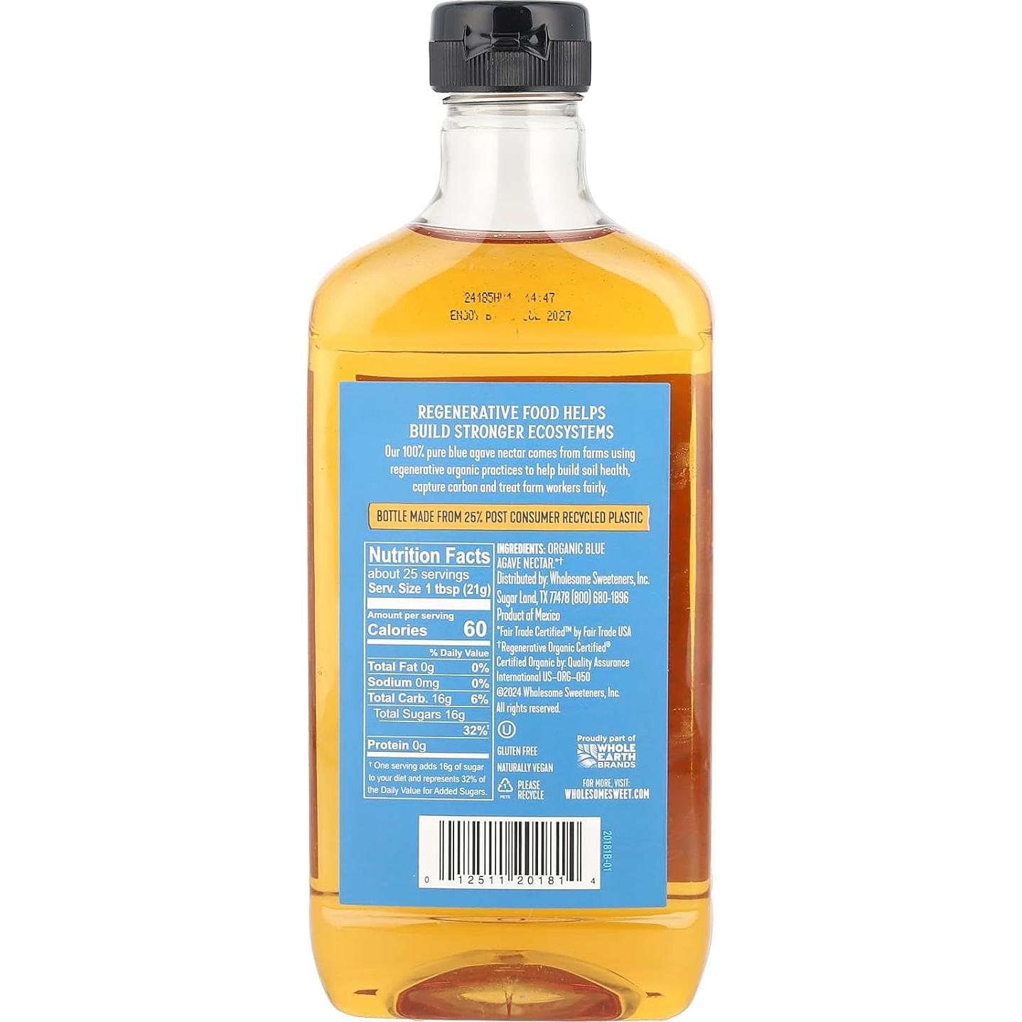 Néctar de Agave Azul Orgánico WHOLESOME 525 ml