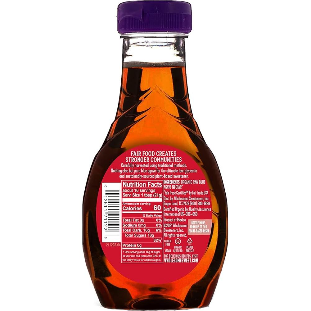 Néctar de Agave Azul Crudo Orgánico Wholesome 330g Comercio Justo