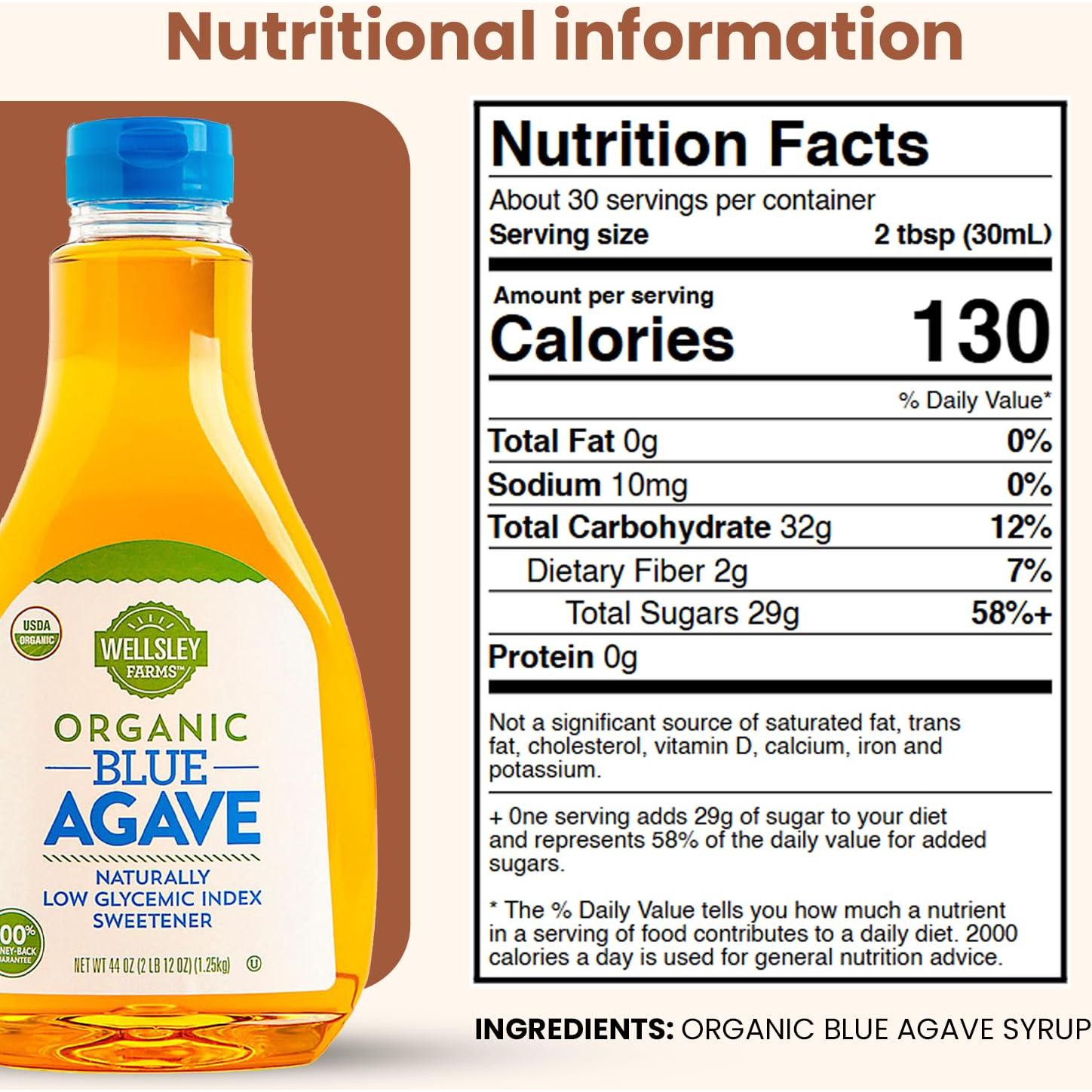 Jarabe de Agave Azul Orgánico Wellsley Farms 1240 g - Bajo Índice Glucémico