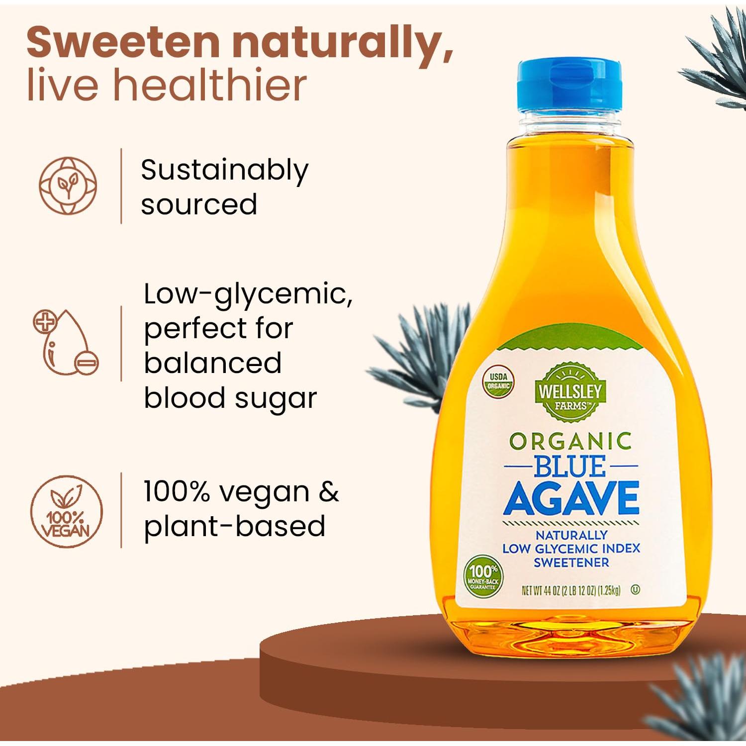 Jarabe de Agave Azul Orgánico Wellsley Farms 1240 g - Bajo Índice Glucémico
