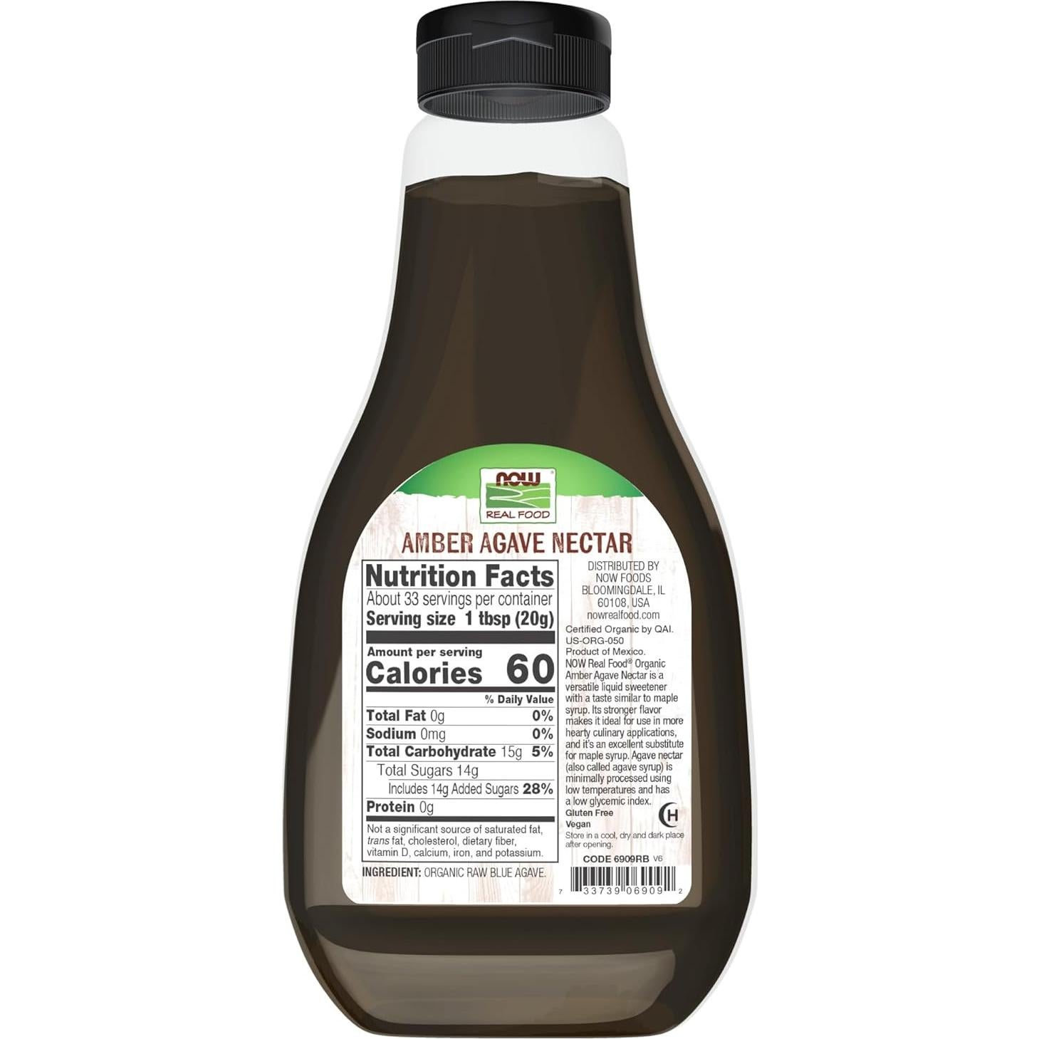Néctar de Agave Ámbar Orgánico NOW Foods 686 ml Bajo Glucémico