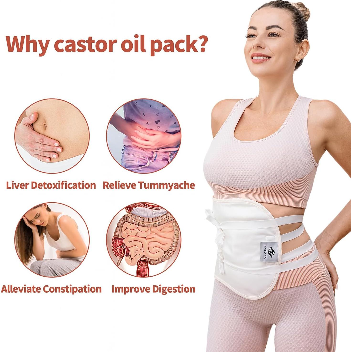 Compresa de Aceite de Ricino YAFANG - Reutilizable, Ecológica, 22x13cm