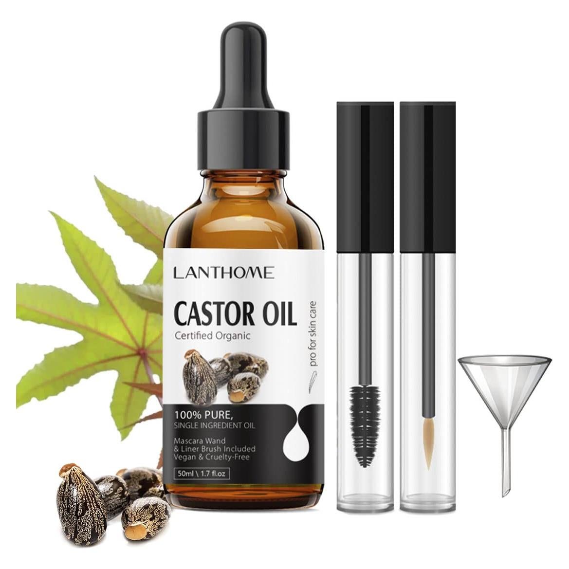 Aceite de Ricino Orgánico Lanthome 50 mL + Kit Pestañas y Cejas