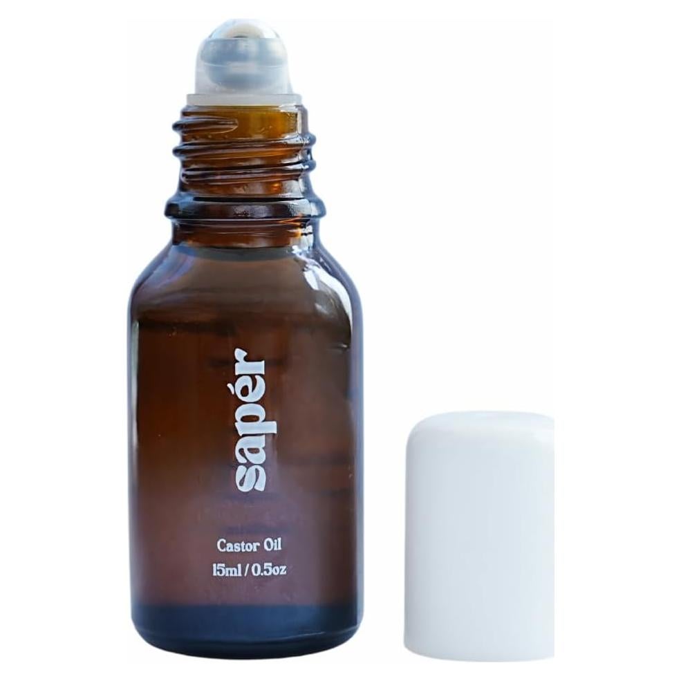 Botella de vidrio con rodillo de aceite de ricino 100% puro - 59g