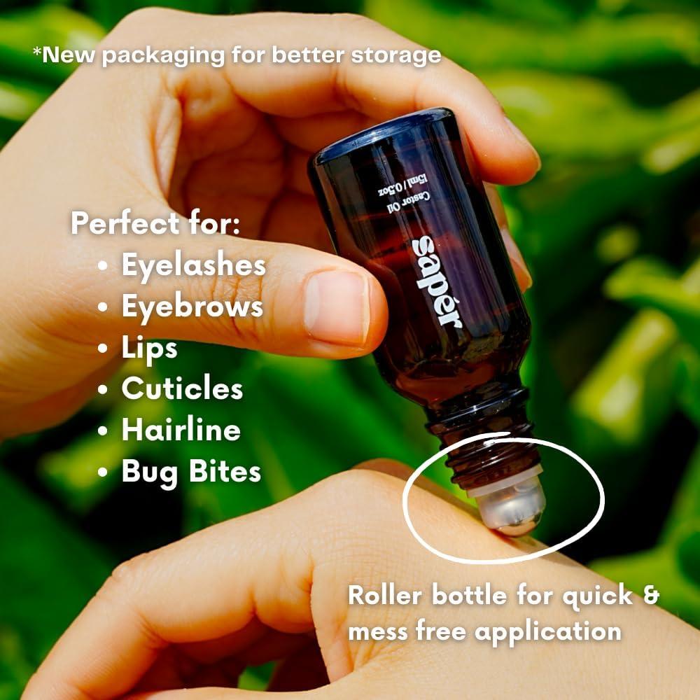 Botella de vidrio con rodillo de aceite de ricino 100% puro - 59g