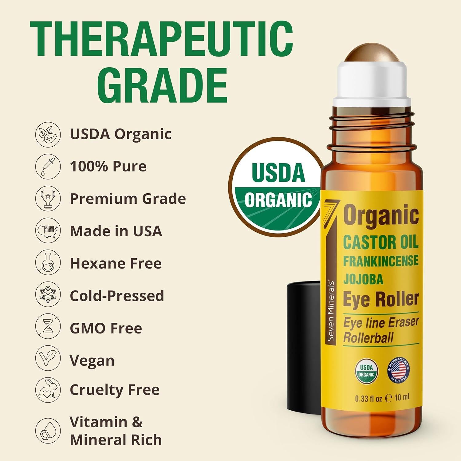 Aceite de Ricino Seven Minerals Roll On 10 ml - Ojeras y Arrugas