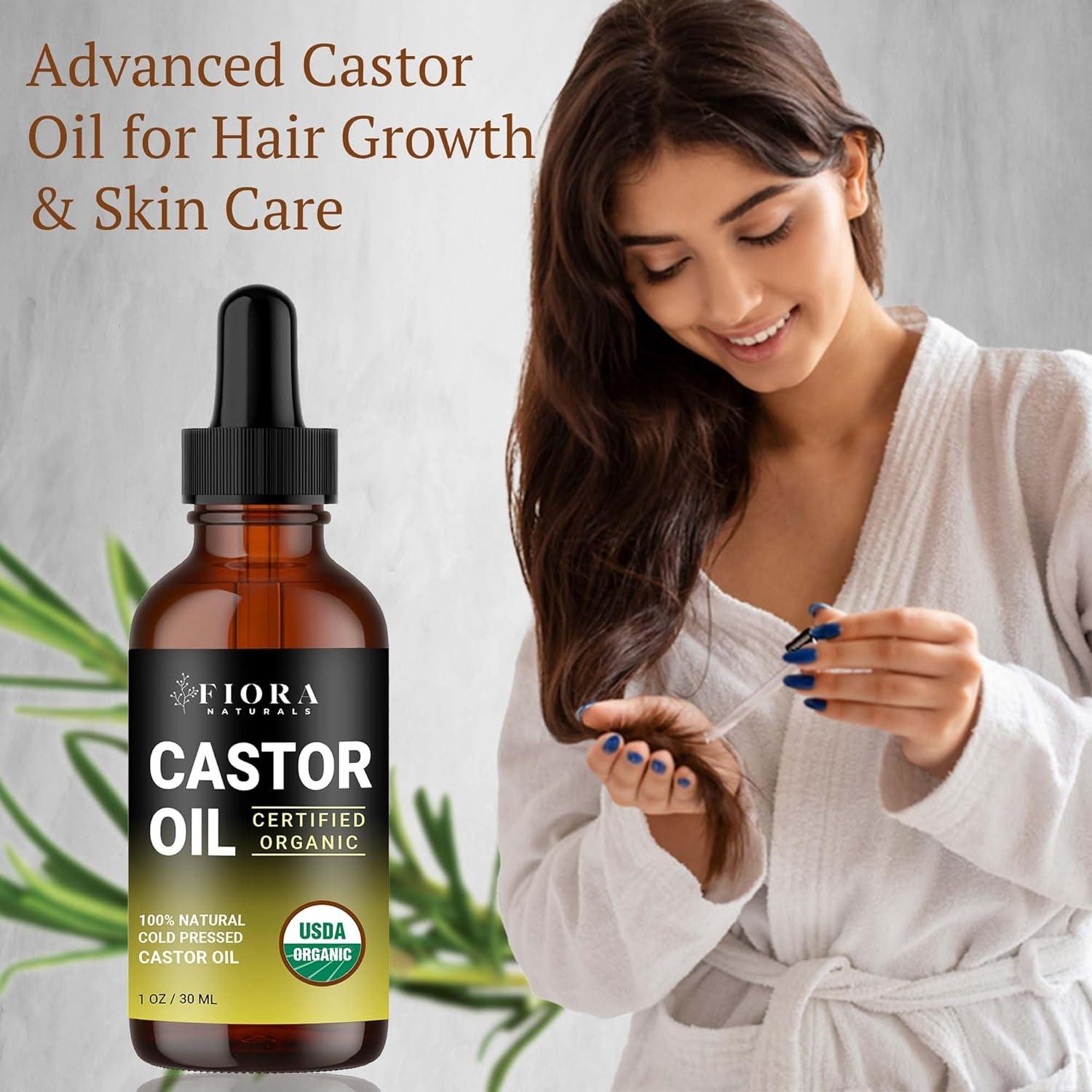 Aceite de Ricino Orgánico Prensado en Frío 473ml Fiora Naturals