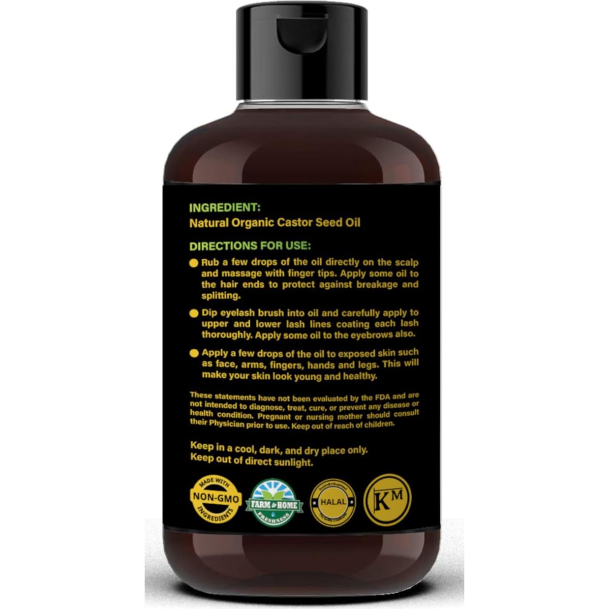 Aceite de Ricino Negro Jamaicano 300 ml - 100% Puro para Crecimiento de Cabello, Cejas y Pestañas