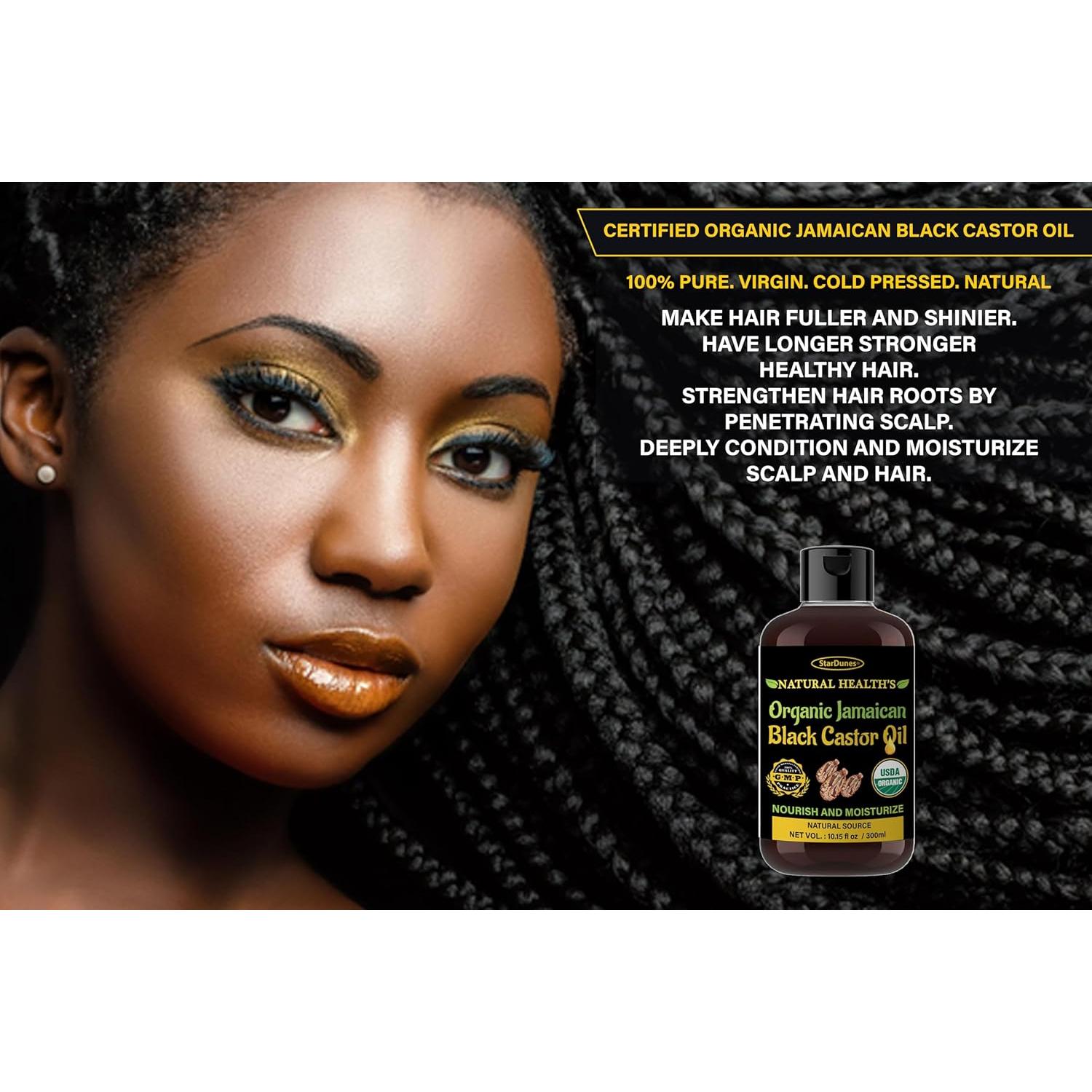 Aceite de Ricino Negro Jamaicano 300 ml - 100% Puro para Crecimiento de Cabello, Cejas y Pestañas