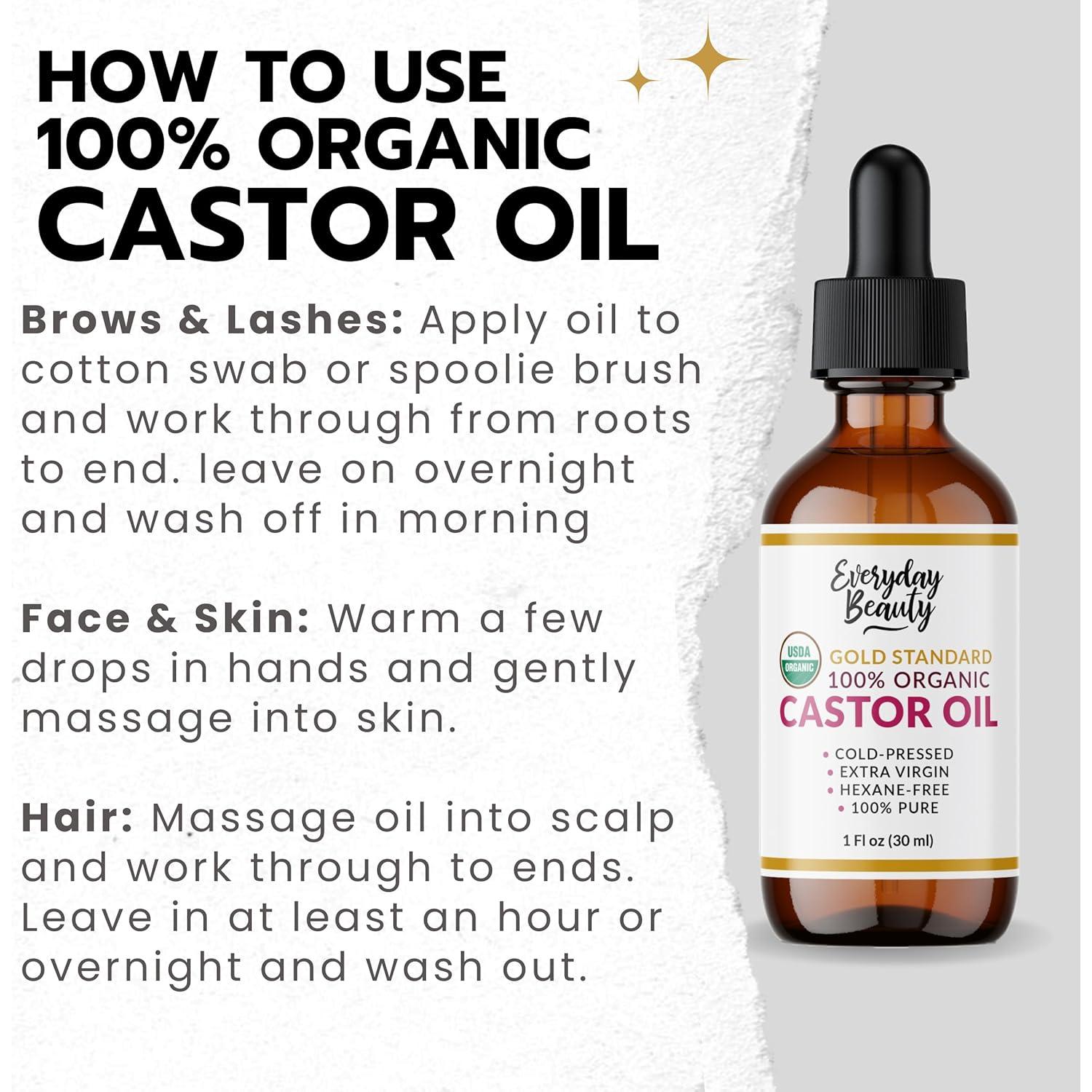 Aceite de Ricino Orgánico 100% Puro Belleza Cotidiana 29.57 ml