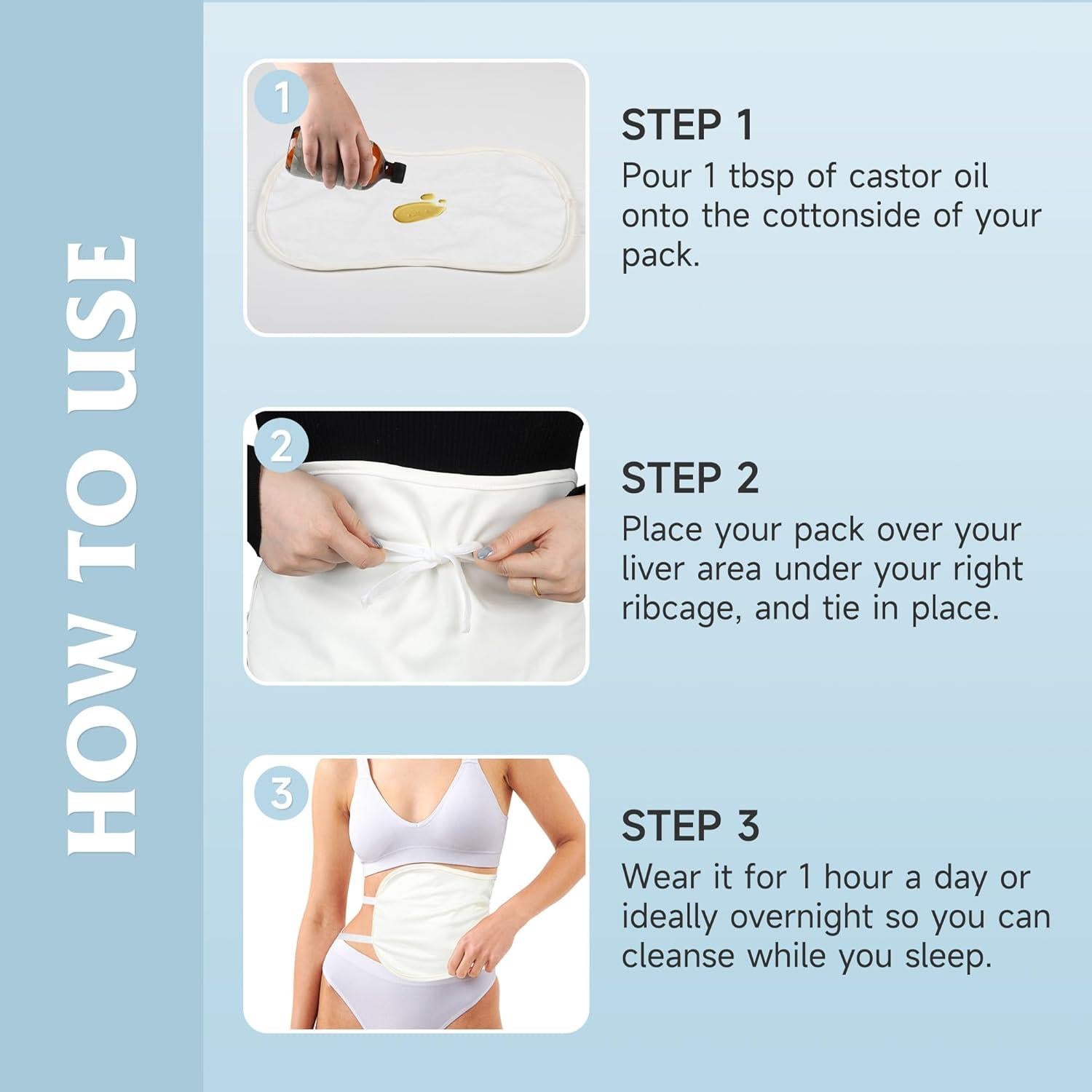 Envoltura de Aceite de Ricino Orgánico Pedobi - Blanca, 60"