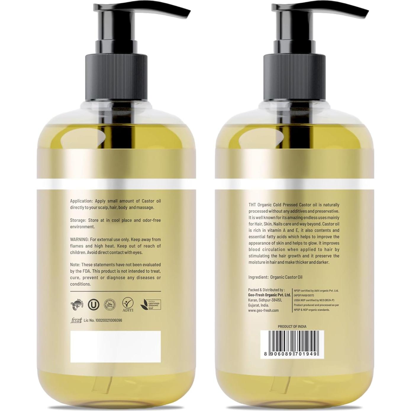 Aceite de Ricino Orgánico Prensado en Frío 270 ml - 100% Puro