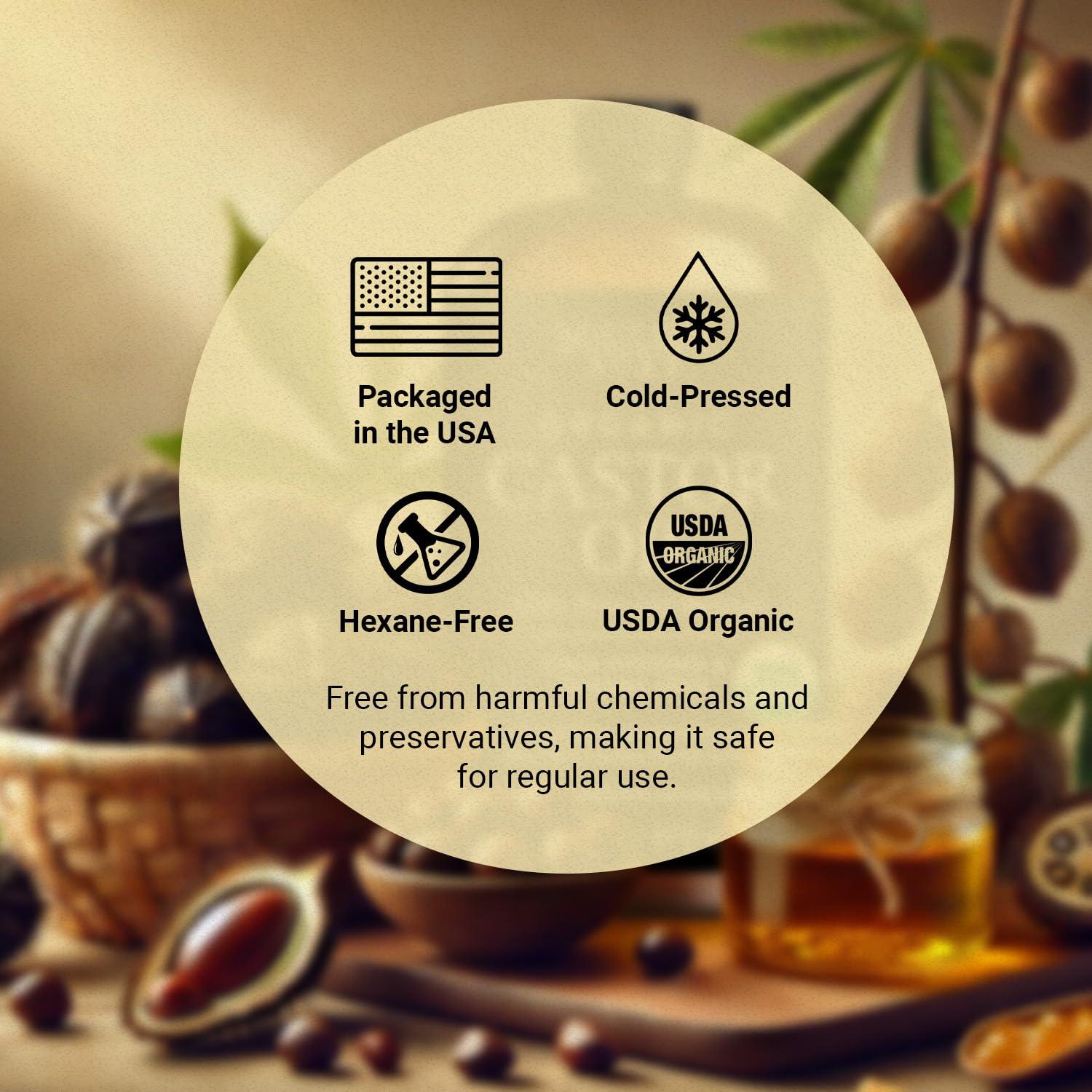 Aceite de Ricino Orgánico SoulSpa Puro 473 ml - Crecimiento Cabello y Piel