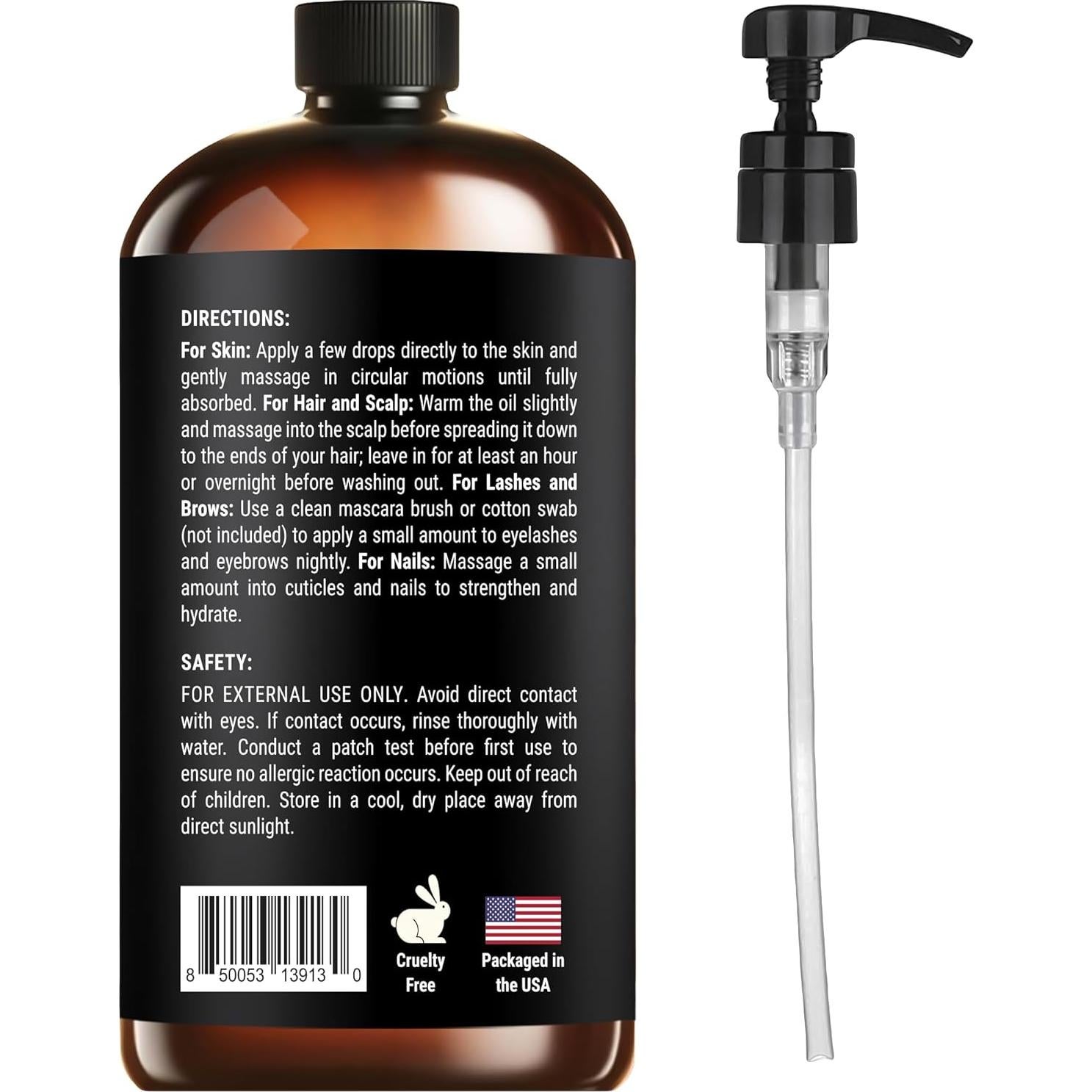 Aceite de Ricino Orgánico SoulSpa Puro 473 ml - Crecimiento Cabello y Piel