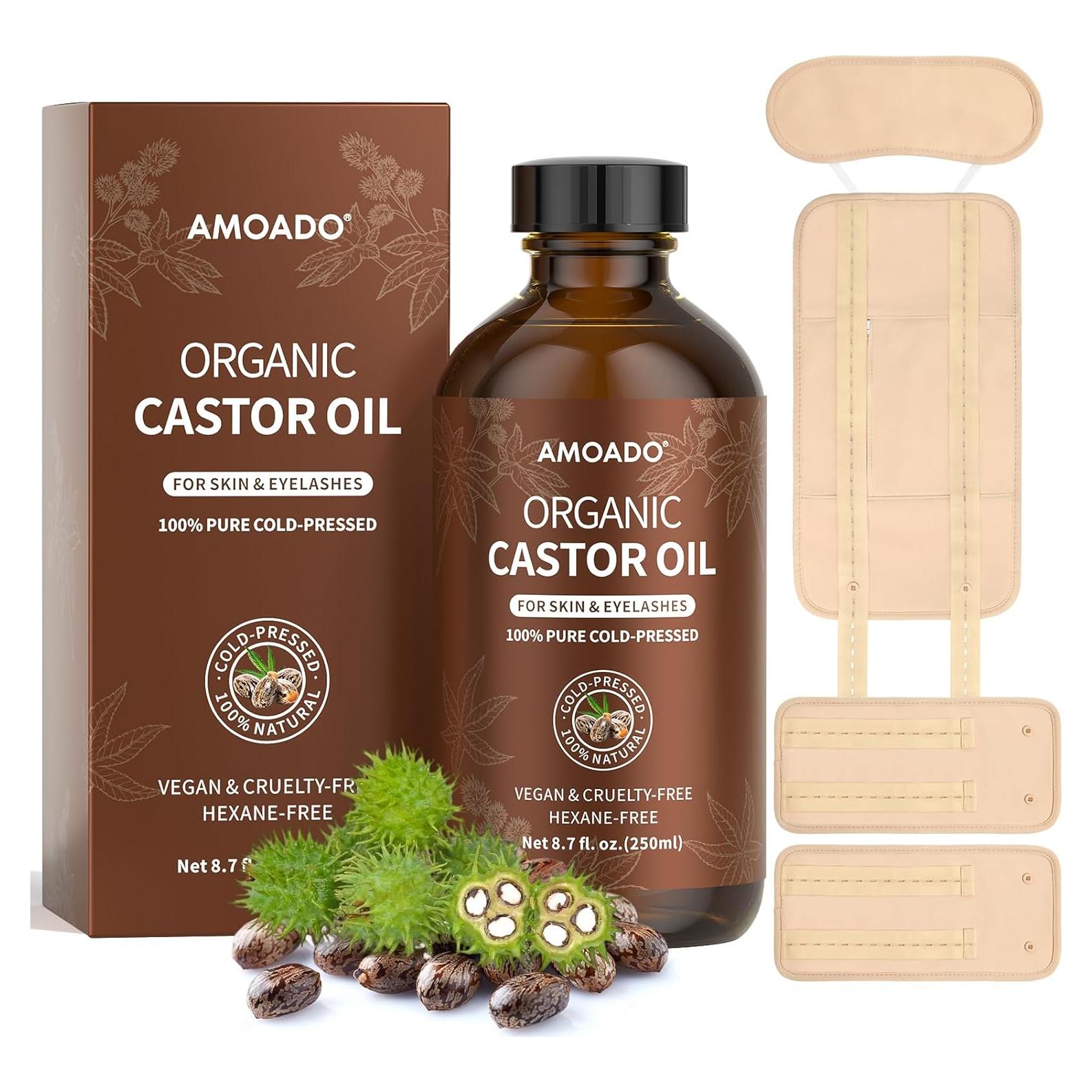 Kit de Envoltura de Aceite de Ricino Orgánico AMOADO 250 ml