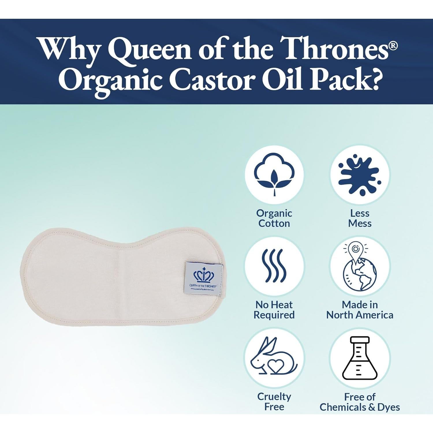 Paquete de Aceite de Ricino Reina de los Tronos para Tiroides - Franela Orgánica, Ajuste Cómodo