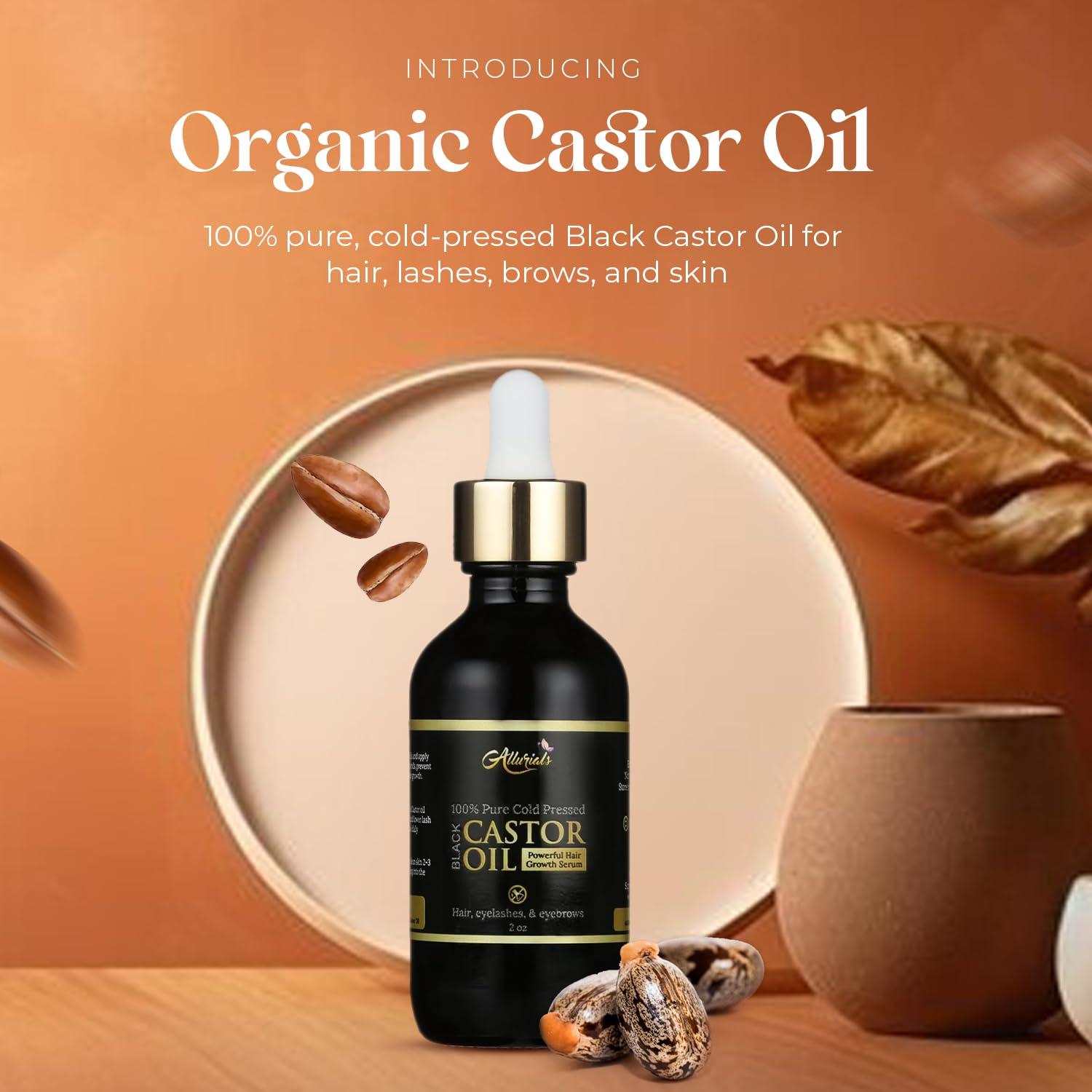 Aceite de Ricino Orgánico Allurials 60 ml - 100% Puro y Natural