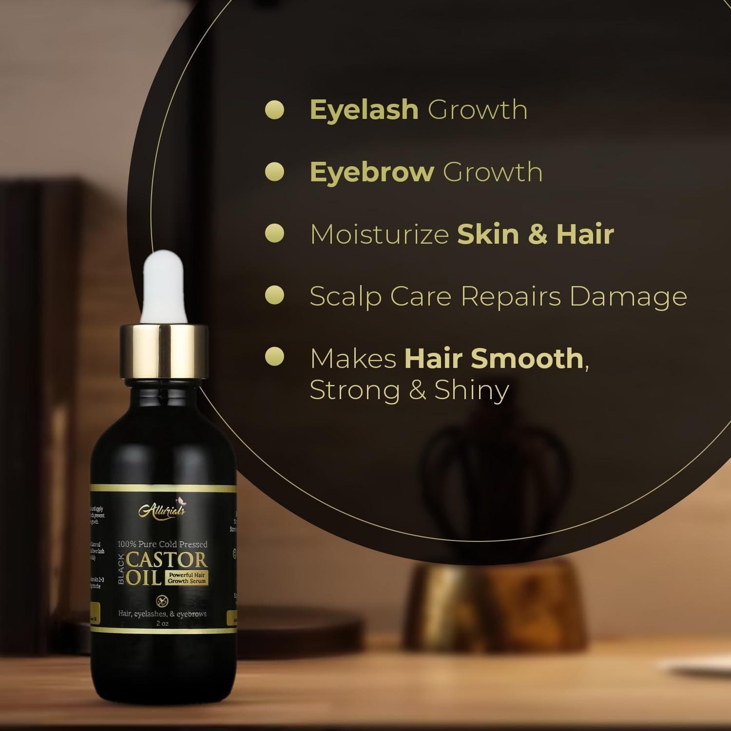 Aceite de Ricino Orgánico Allurials 60 ml - 100% Puro y Natural