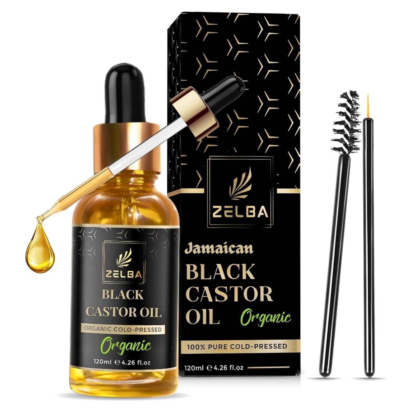 Aceite de Ricino Negro Jamaicano Orgánico Zelba 119 ml - Hidratante y Crecimiento Cabello