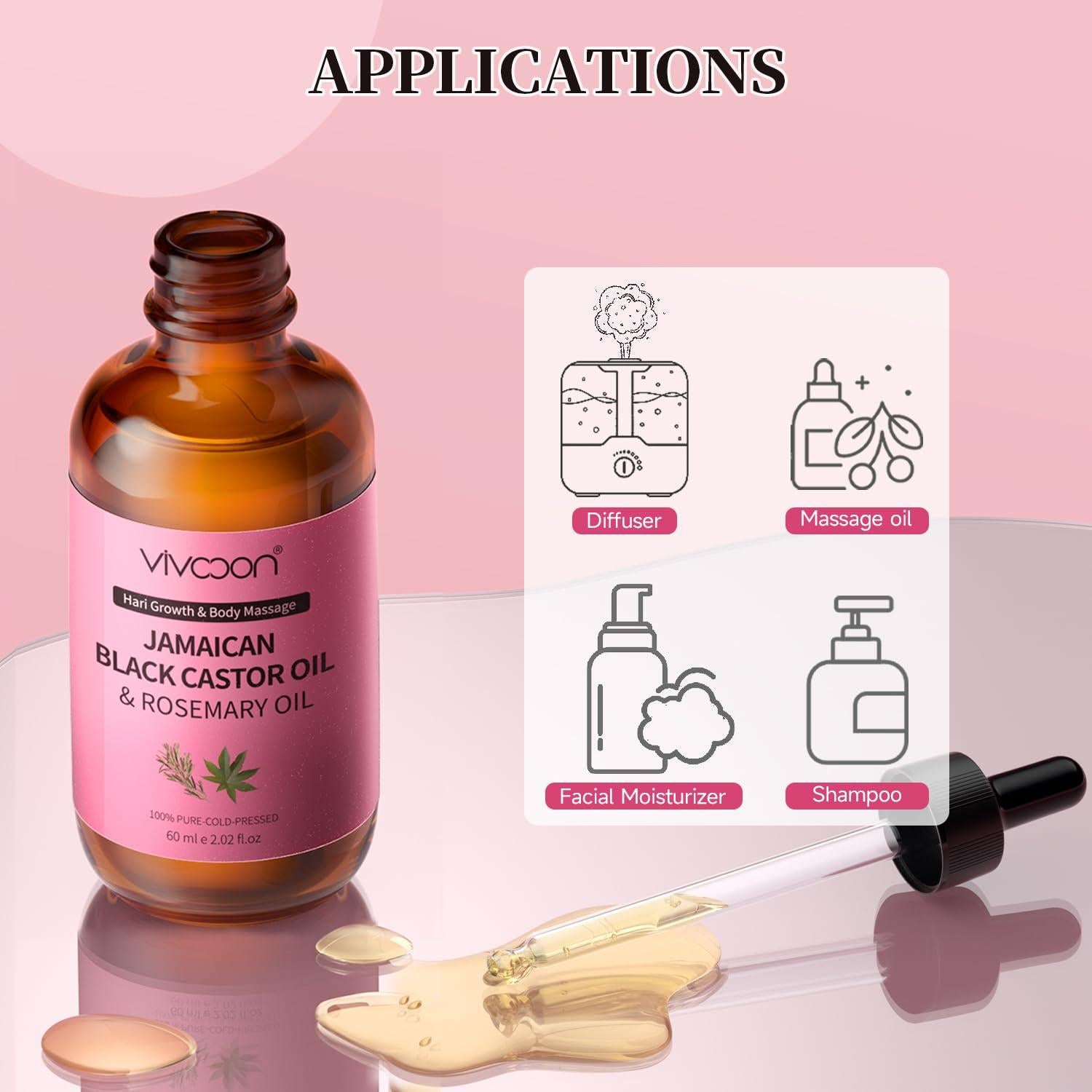 Aceite de Ricino Negro Orgánico Jamaicano Vivccon 132g