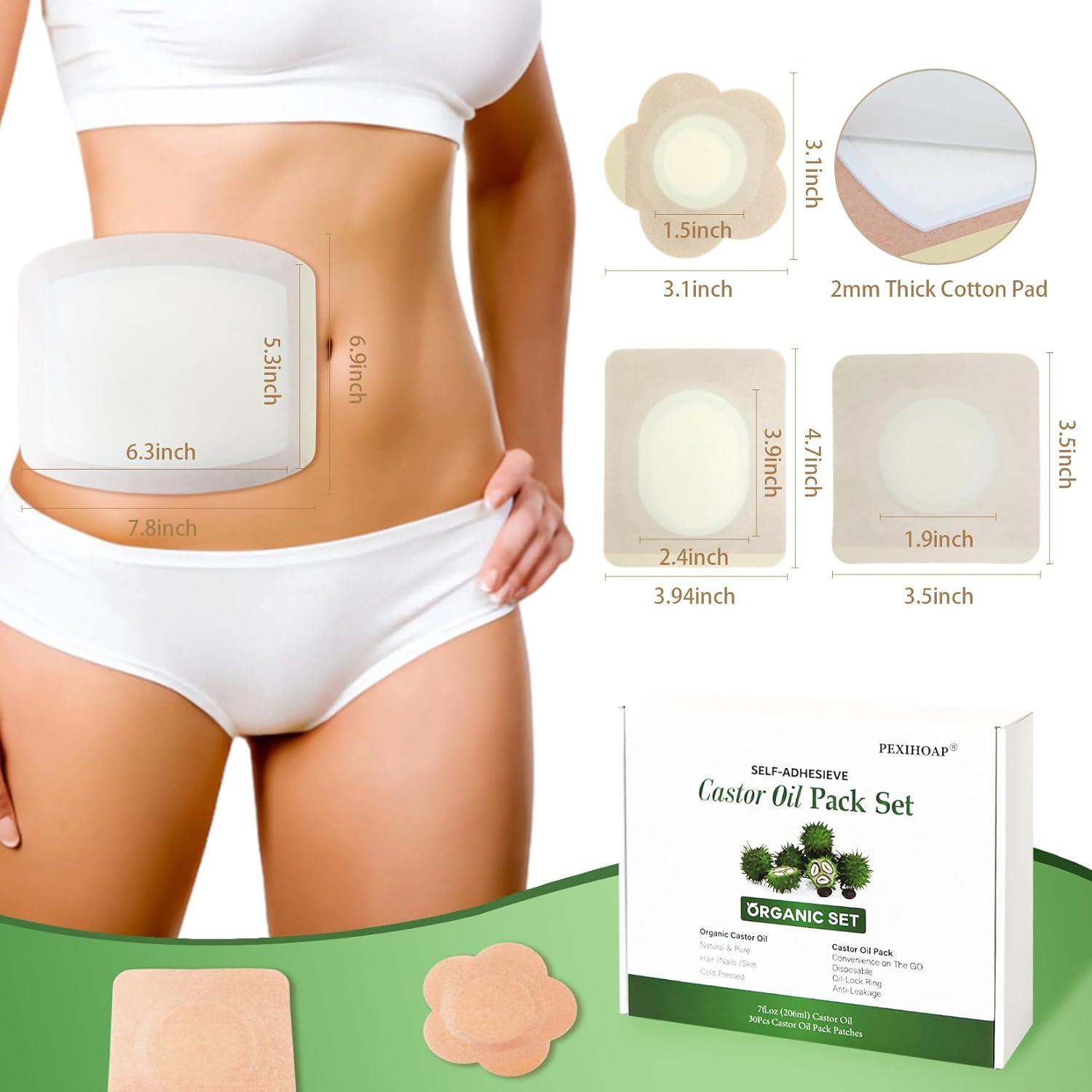 30 Piezas Parche Adhesivo Aceite de Ricino Orgánico Pexihoap