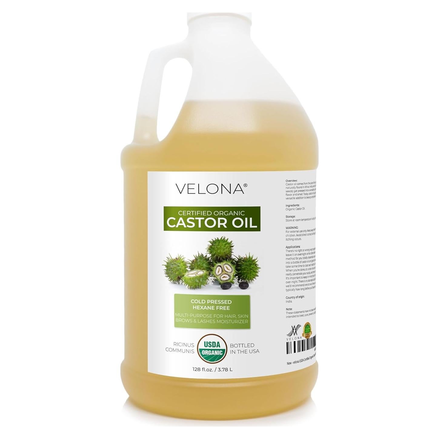 Aceite de Ricino Orgánico Velona 3.63 kg - Hidratante Natural