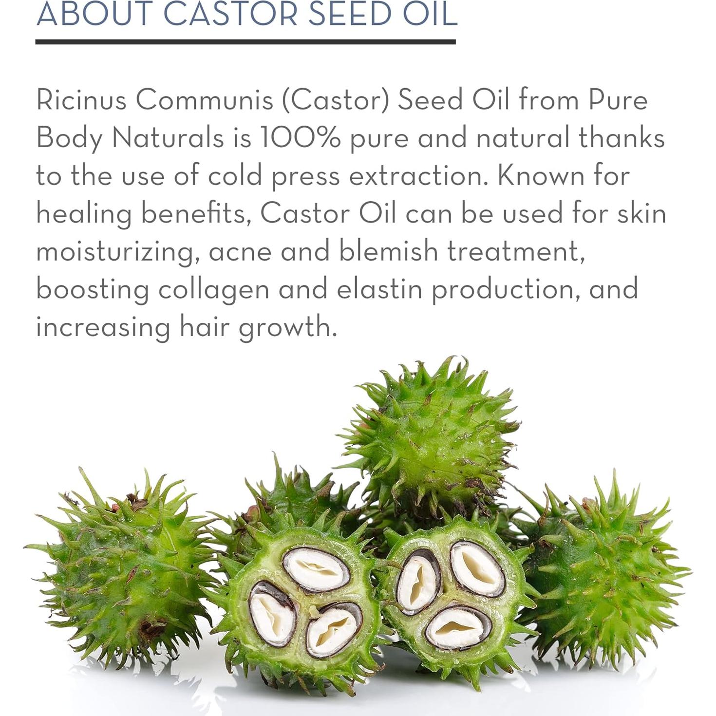 Aceite de Ricino Orgánico Pure Body Naturals 29.57 ml - Crecimiento Pestañas y Cejas