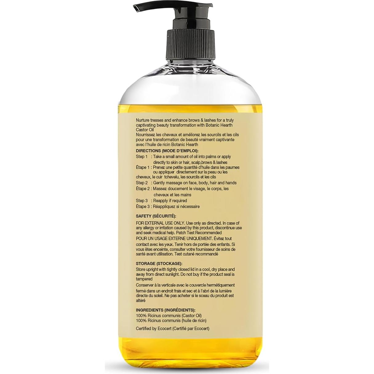 Aceite de Ricino Botanic Hearth 240ml - 100% Puro y Orgánico