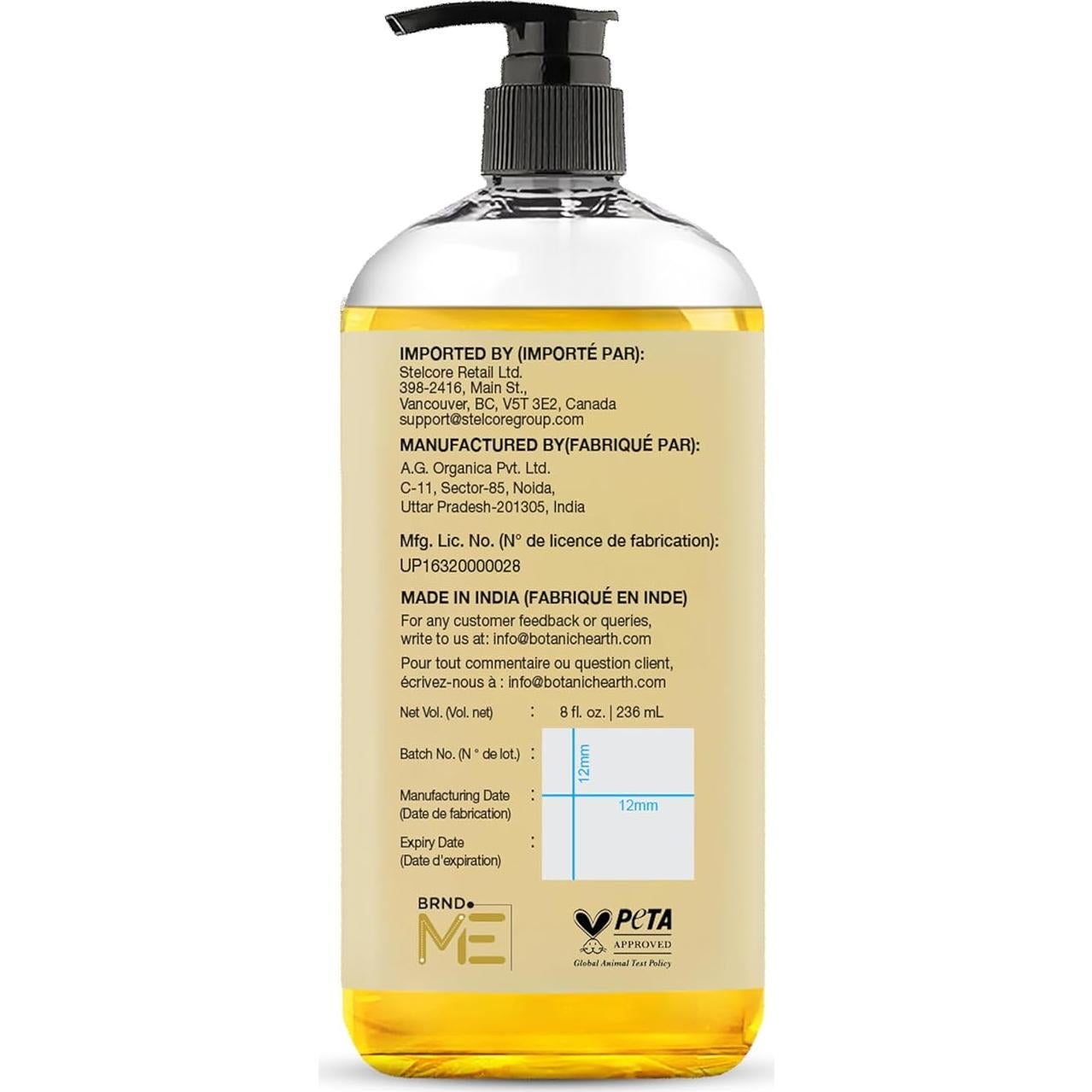 Aceite de Ricino Botanic Hearth 240ml - 100% Puro y Orgánico