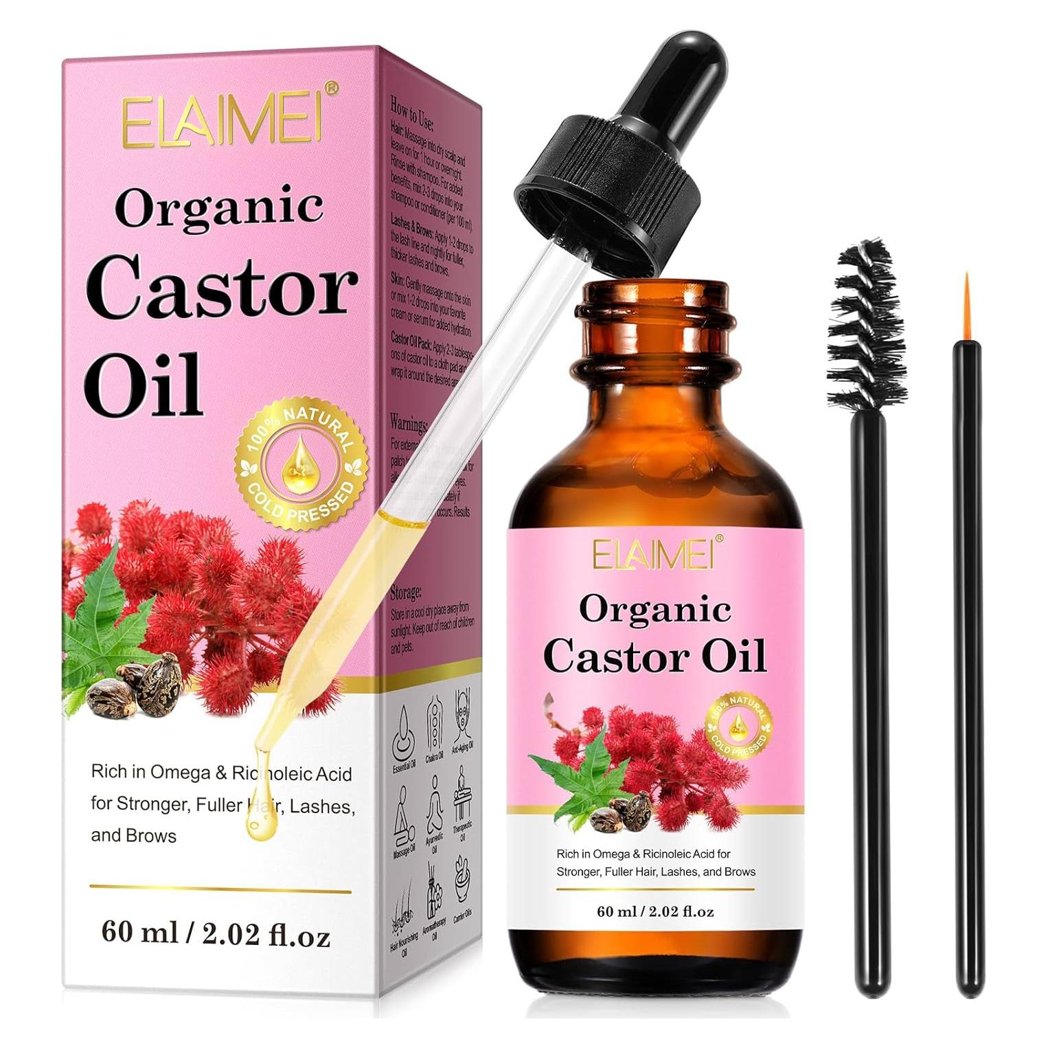 Aceite de Ricino Prensado en Frío ELAIMEI 60ml - 100% Puro