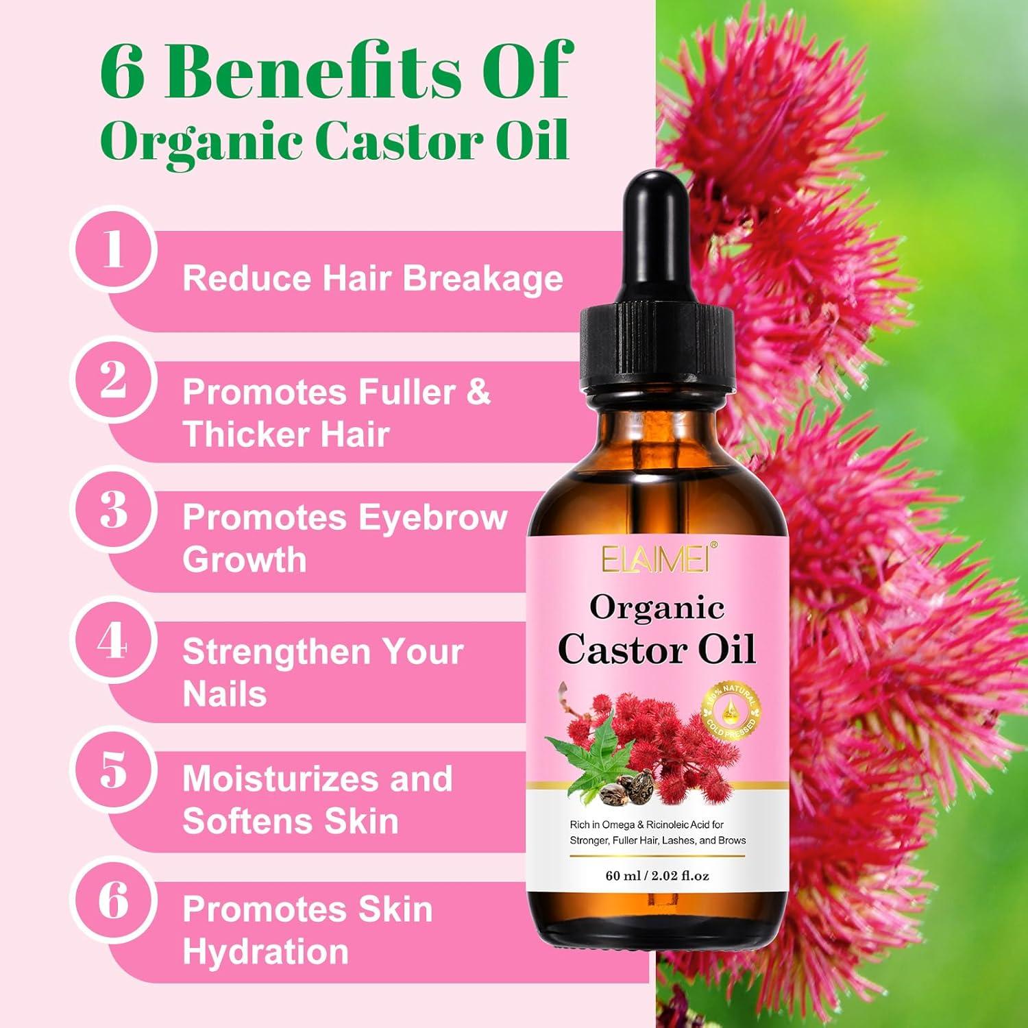 Aceite de Ricino Prensado en Frío ELAIMEI 60ml - 100% Puro