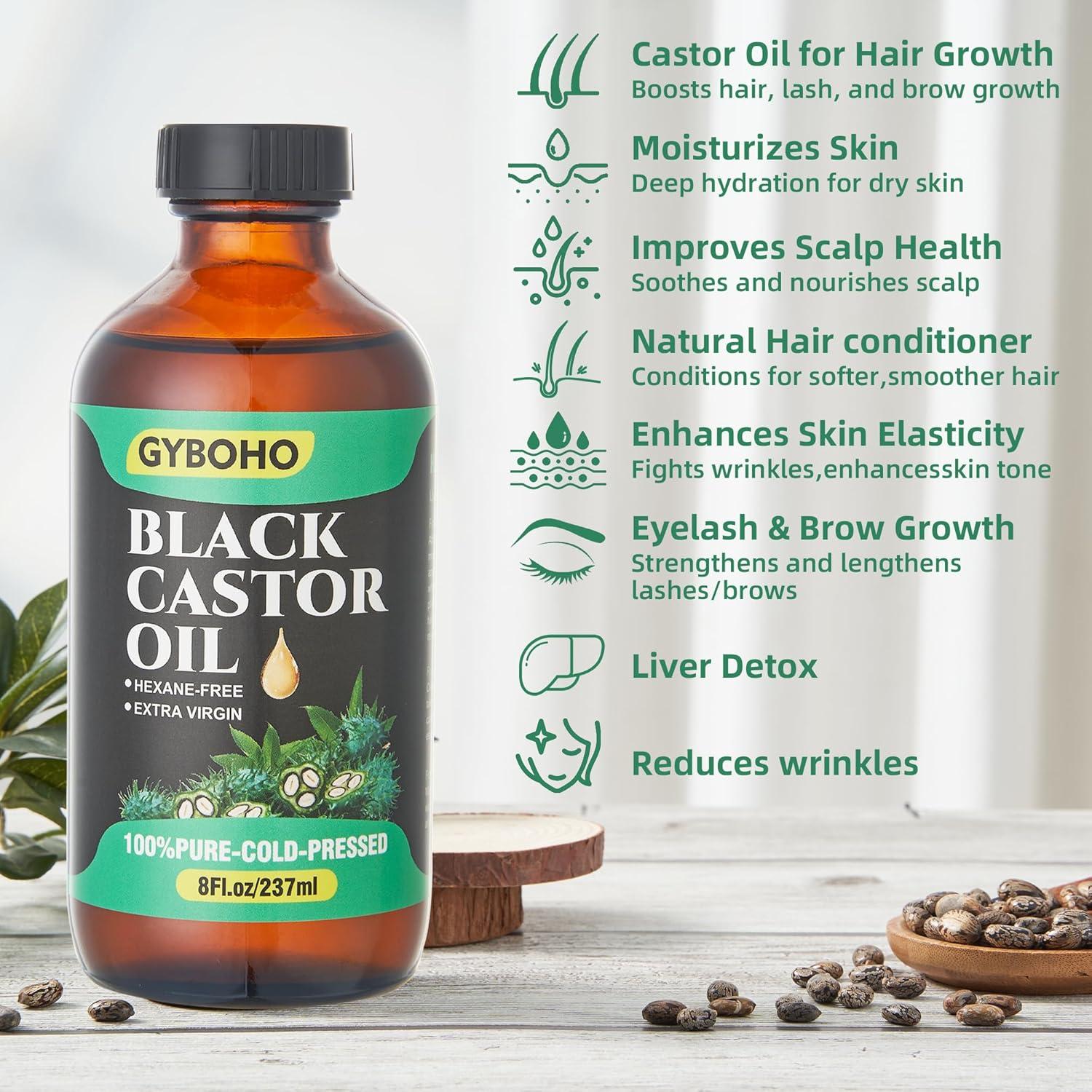 Aceite de Ricino Negro Jamaicano GYBOHO 237ml Crecimiento Cabello