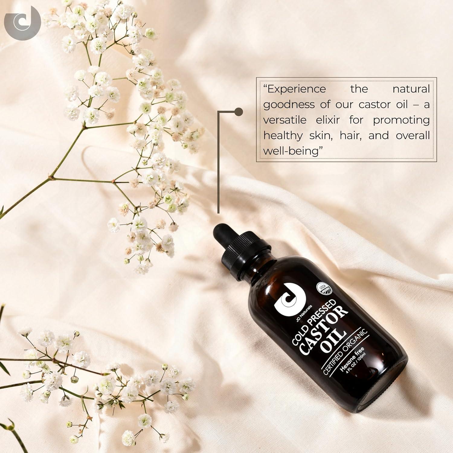 Aceite de Ricino Orgánico 118ml JC Naturals - 100% Puro, Prensado en Frío