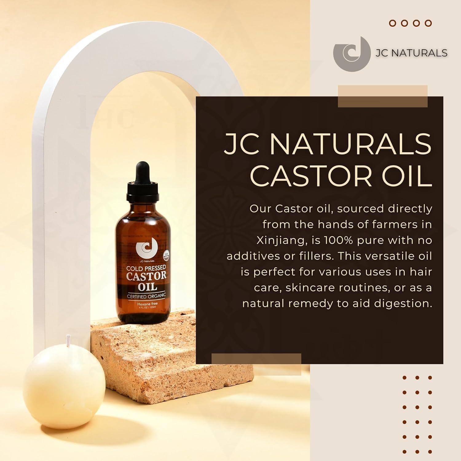 Aceite de Ricino Orgánico 118ml JC Naturals - 100% Puro, Prensado en Frío