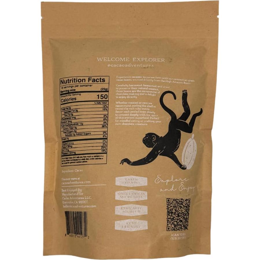Frijoles de Cacao Enteros Crudos Cacao Adventures 0.45 kg