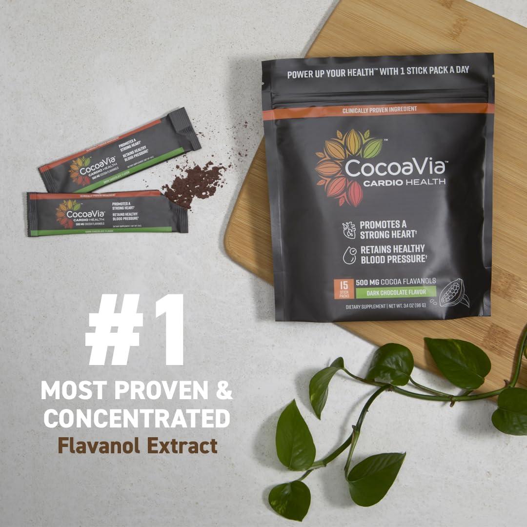CocoaVia Polvo de Cacao 15 Paquetes 500mg Flavanoles Salud Cardíaca