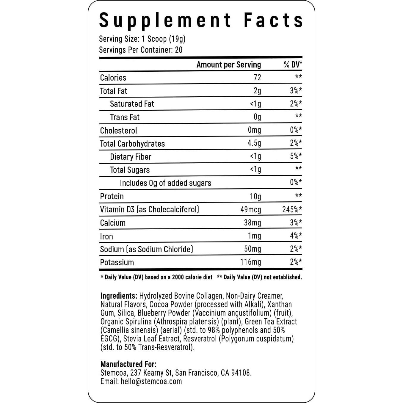 Polvo de Colágeno Bovino Stemcoa 20 Porciones Caramelo Salado